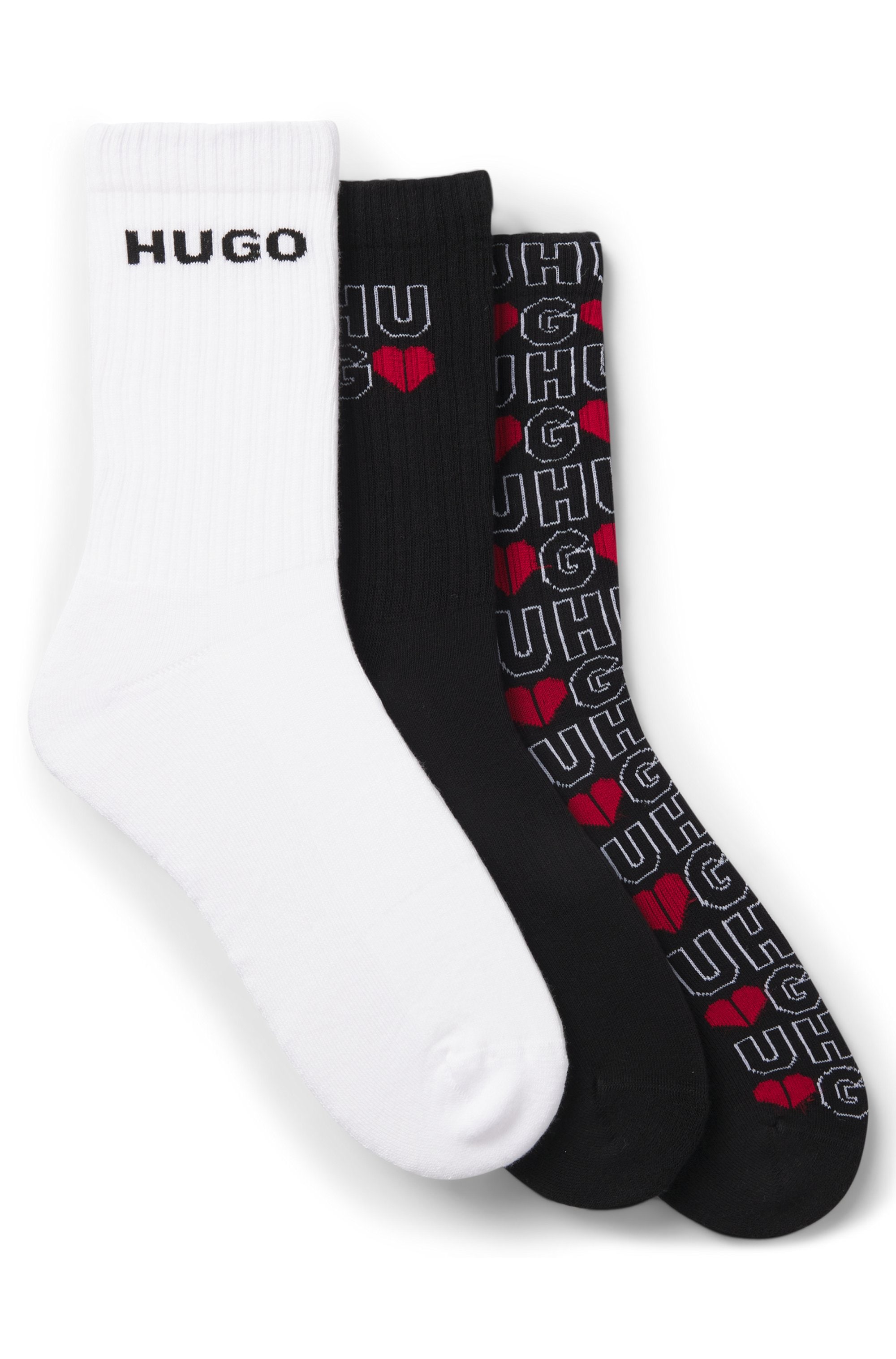 HUGO Underwear Socken »VALENTINE« 3 Paar tlg. mit kreativen Logos, mit weicher Sohle,