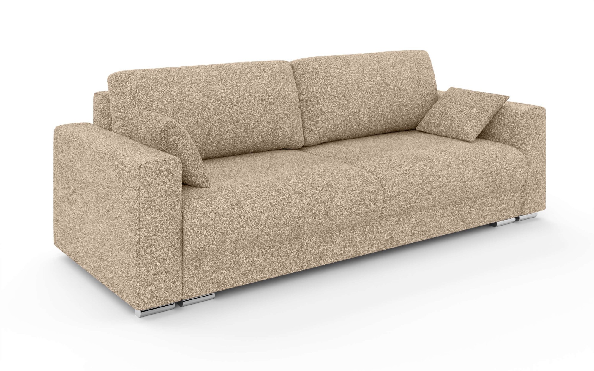 INOSIGN 3-Sitzer »Stevinson Schlafsofa mit Bettkasten, Maße B/H/T: 229/87/97 cm«, mit Wellenunterfederung, 2 Rückenkissen und 2 Zierkissen