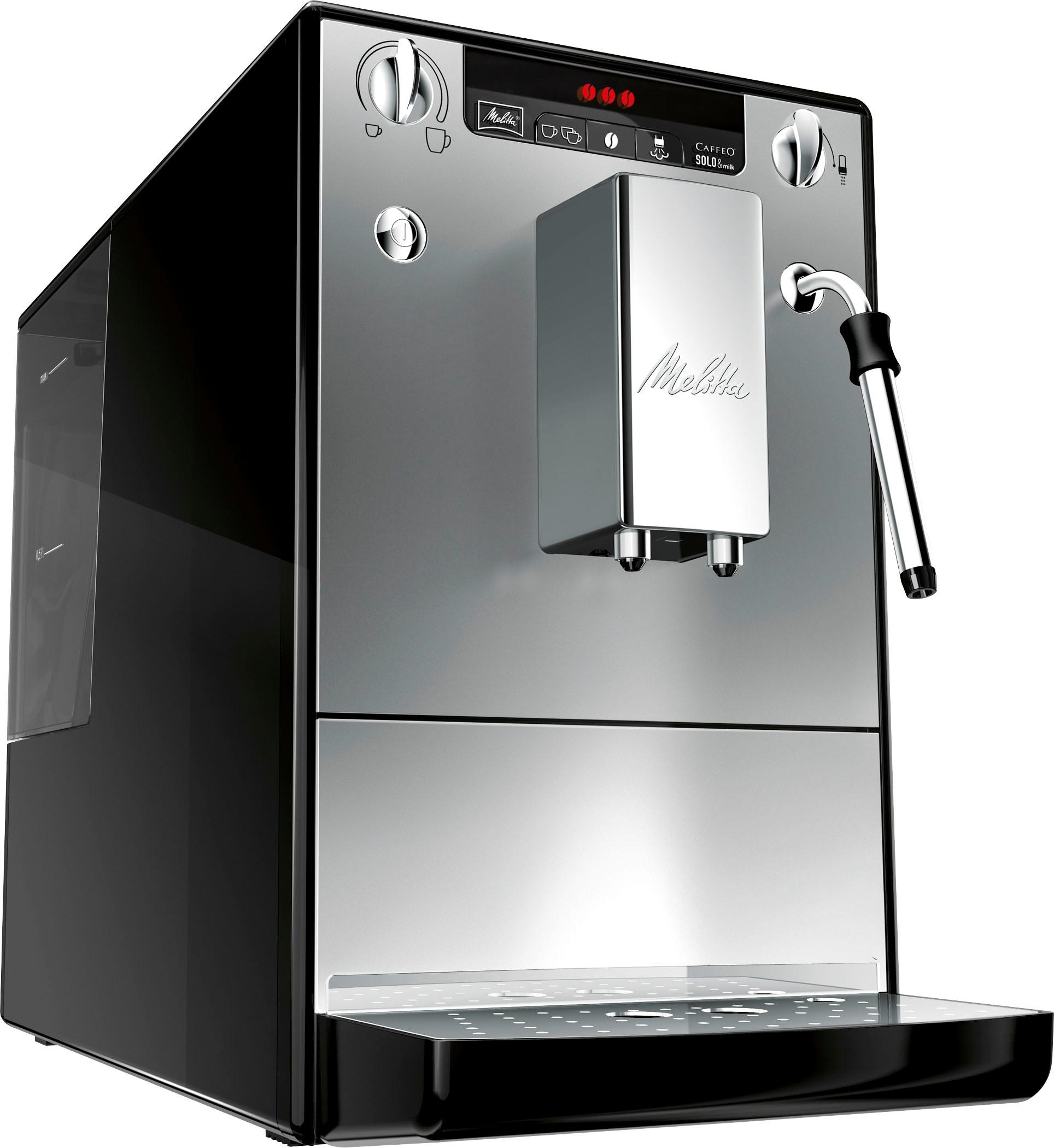 Melitta Kaffeevollautomat »Solo® & Milk E953-202, silber/schwarz«, Café crème & Espresso per One Touch, Düse für Milchschaum