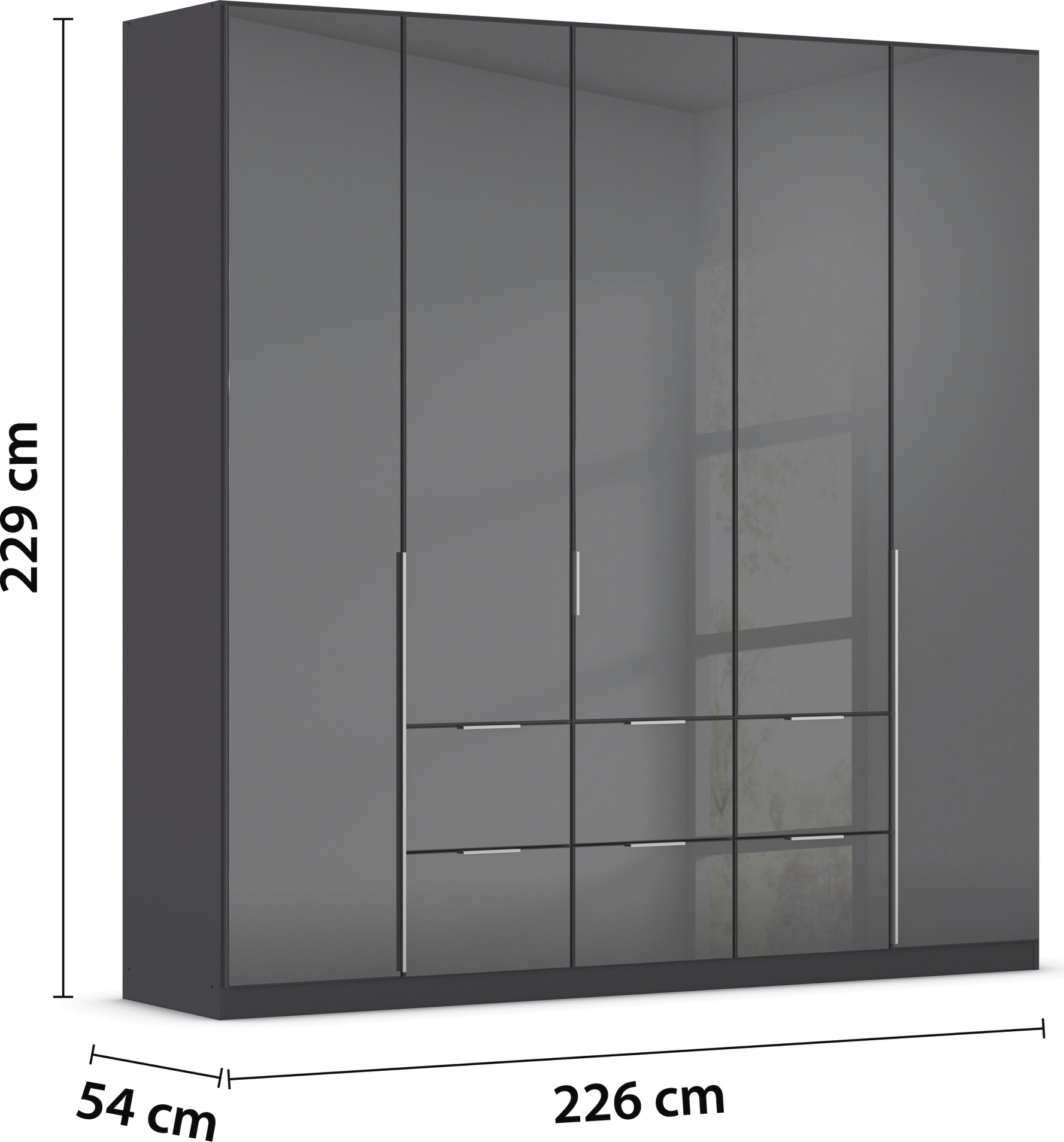 rauch Drehtürenschrank »Kleiderschrank Kleiderschränke Schrank Garderobe AGORDO mit Glasfront«, mit Außenschubkästen, in 6 Breiten und 2 Höhen MADE IN GERMANY