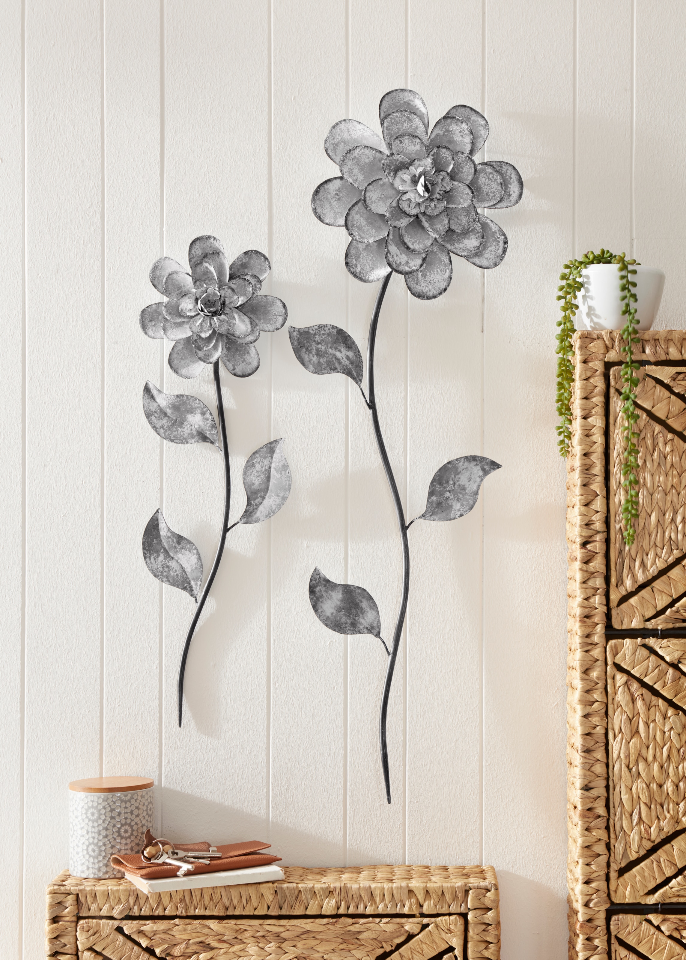 Home affaire Wanddekoobjekt »Blumen«, (2er-Set), Wanddeko, aus Metall  bequem kaufen | Wandobjekte