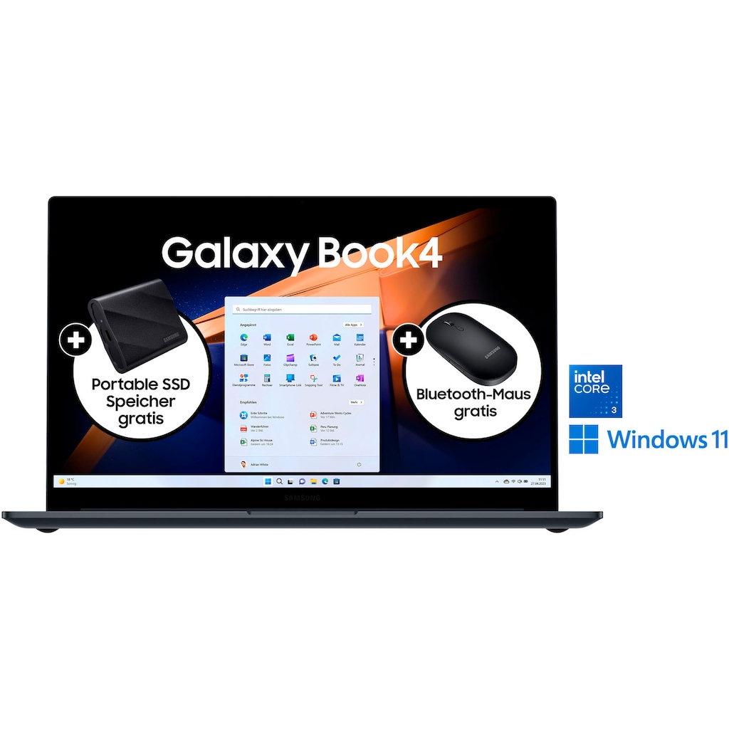 Samsung Notebook »NP750X Galaxy Book4 15''«, 39,6 cm, / 15,6 Zoll, Intel, Core 3, 256 GB SSD