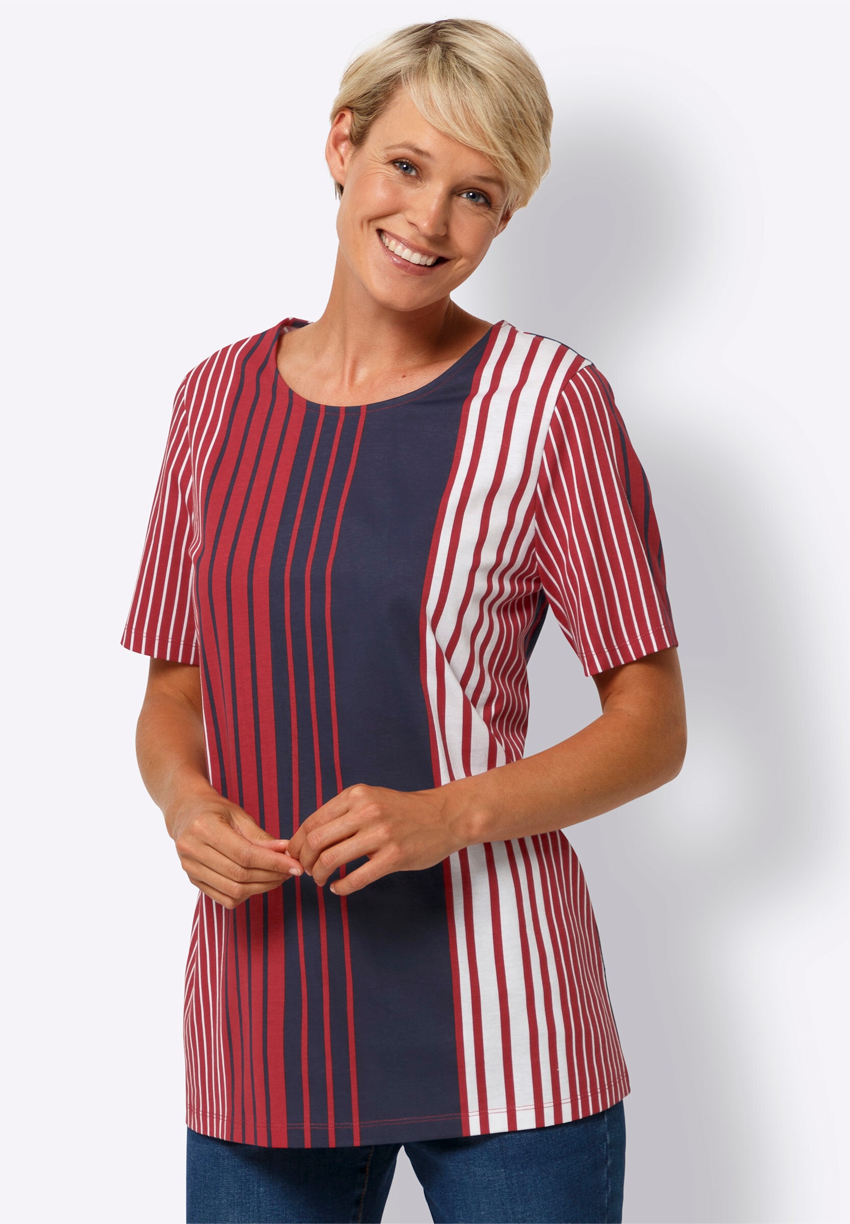 Sieh an! Longshirt »Longshirt Longshirt mit Längsstreifen-Muster«