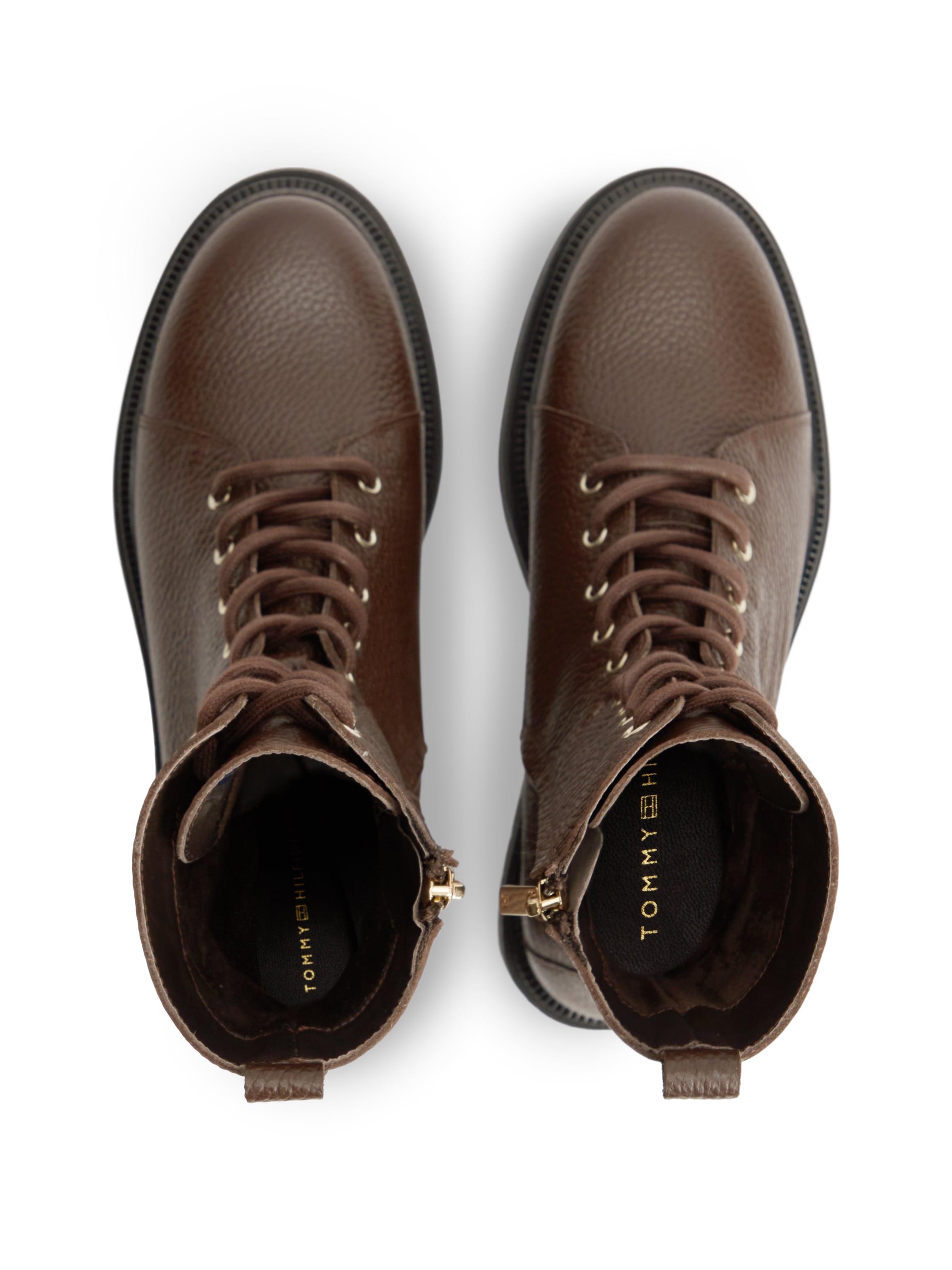 Tommy Hilfiger Schnürstiefelette »TH EMBOSS GRAIN LEATHER BOOT«  Blockabsatz, Schnürboots mit praktischem Innenreißverschluss