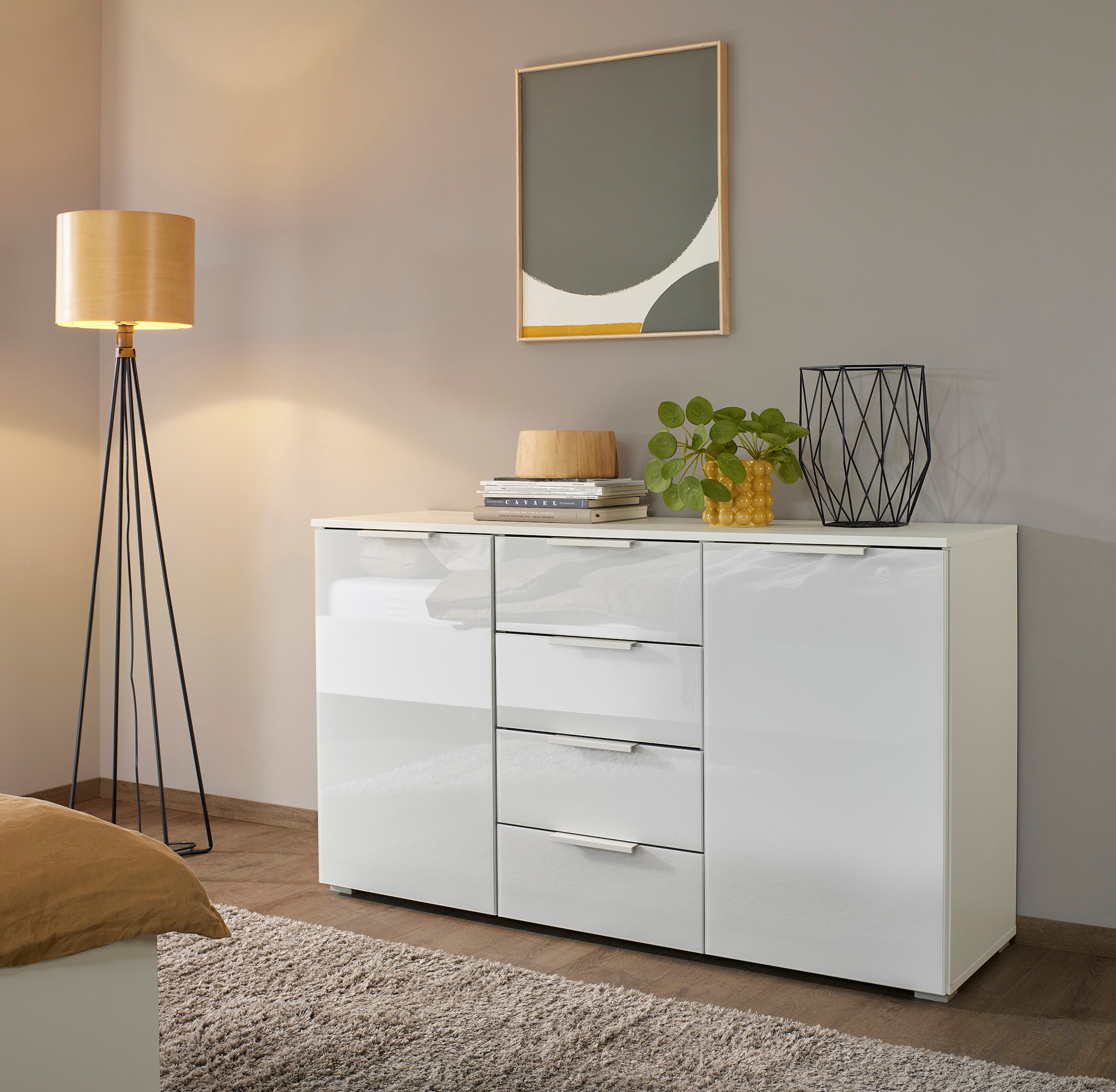 rauch Schubkastenkommode »Sideboard Kommode Kombikommode KOLUNA mit Glasfront«, mit 4 Schubkästen und 2 Türen sowie Metallgriffen MADE IN GERMANY