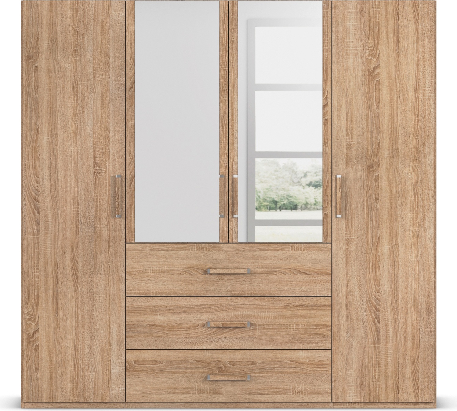 rauch Drehtürenschrank »Kleiderschrank Schrank Garderobe Schlafzimmerschrank EVELYN«, (in 2 Höhen 197 oder 210 cm erhältlich), in elegantem Stil mit Schubladen 3 Breiten und 2 Höhen MADE IN GERMANY