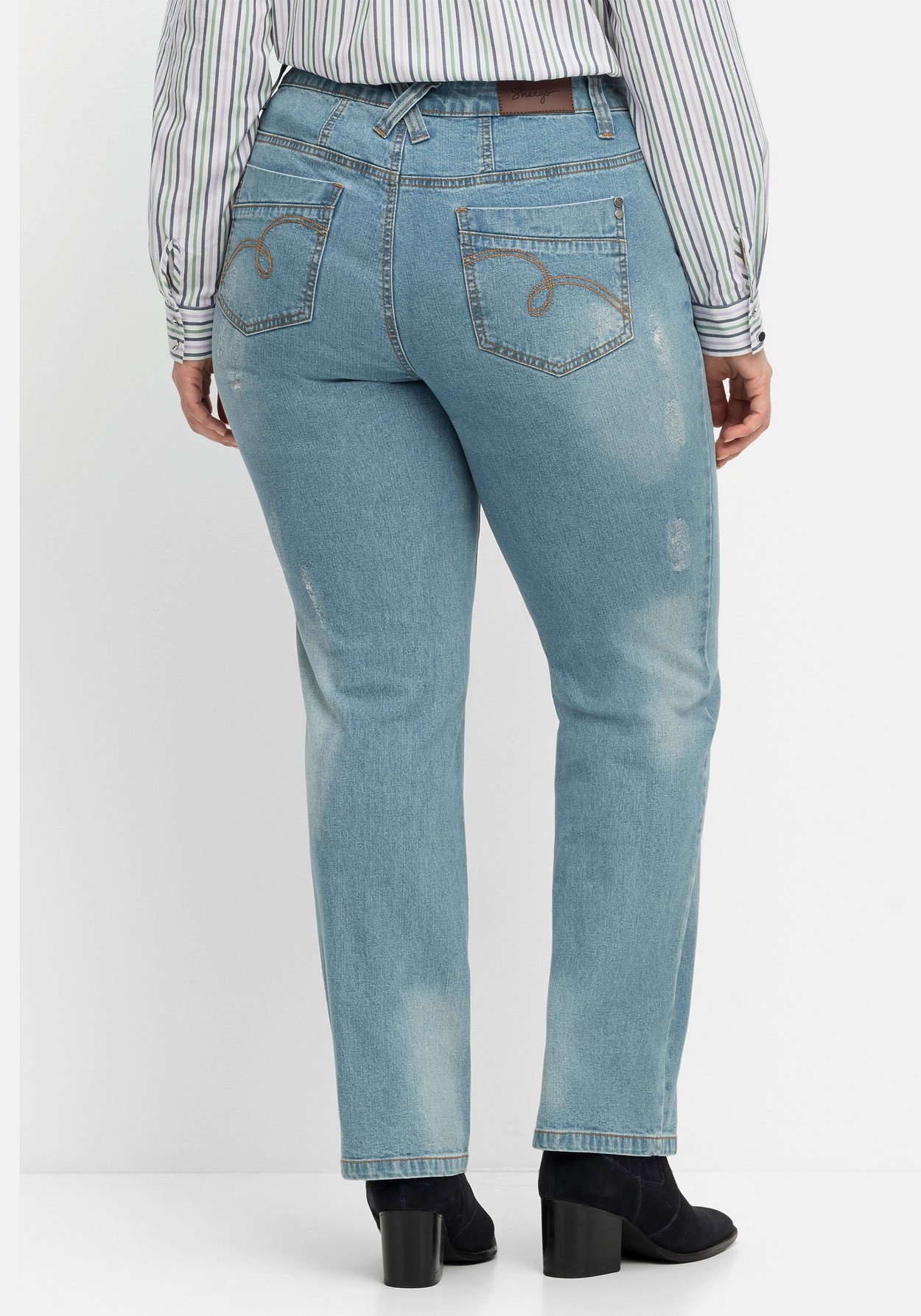 Sheego Gerade Jeans »Jeans mit Destroyed-Effekten, extralang«
