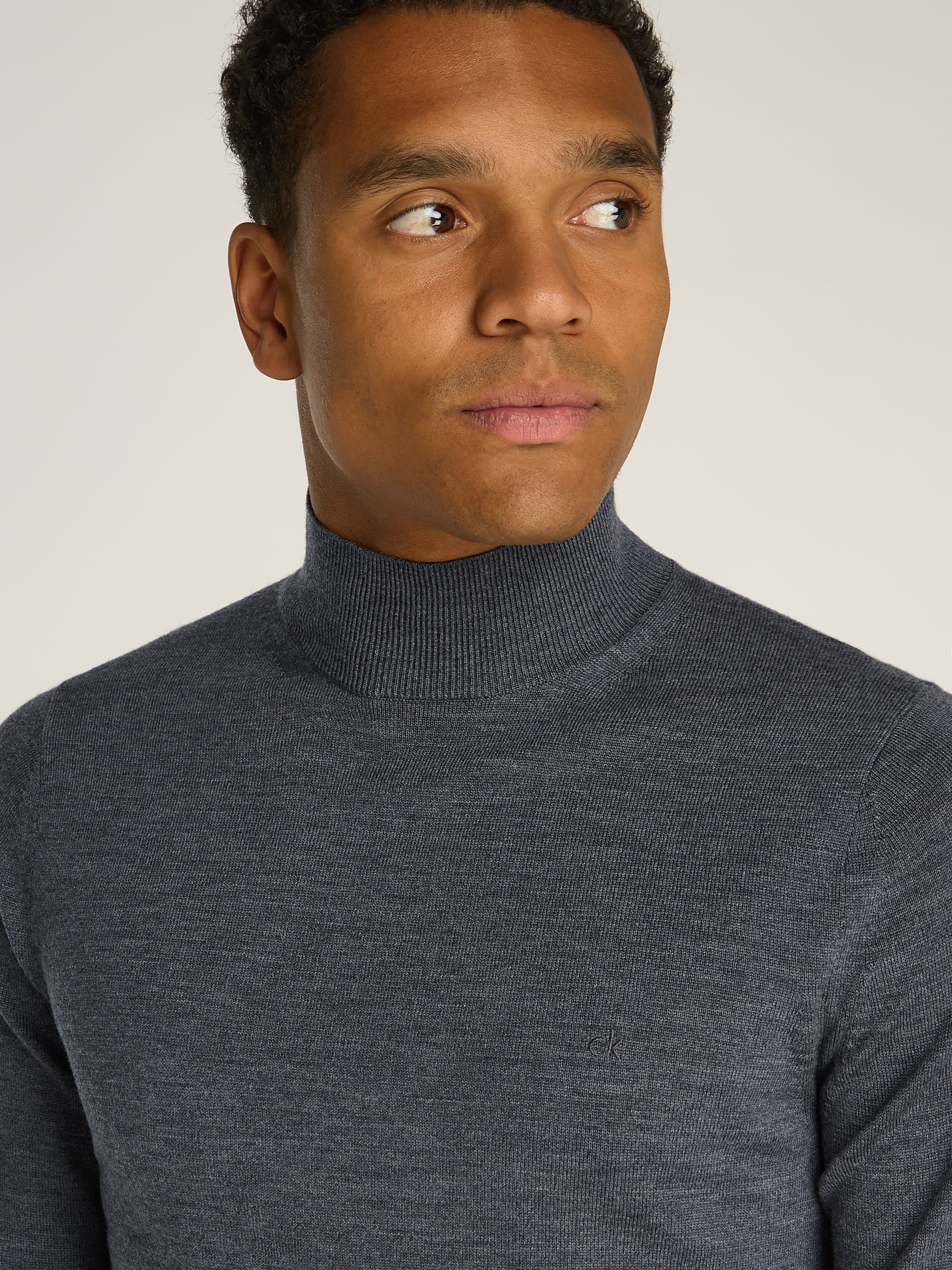 Calvin Klein Rollkragenpullover »MERINO MOCK NECK SWEATER«, mit Markenlabel