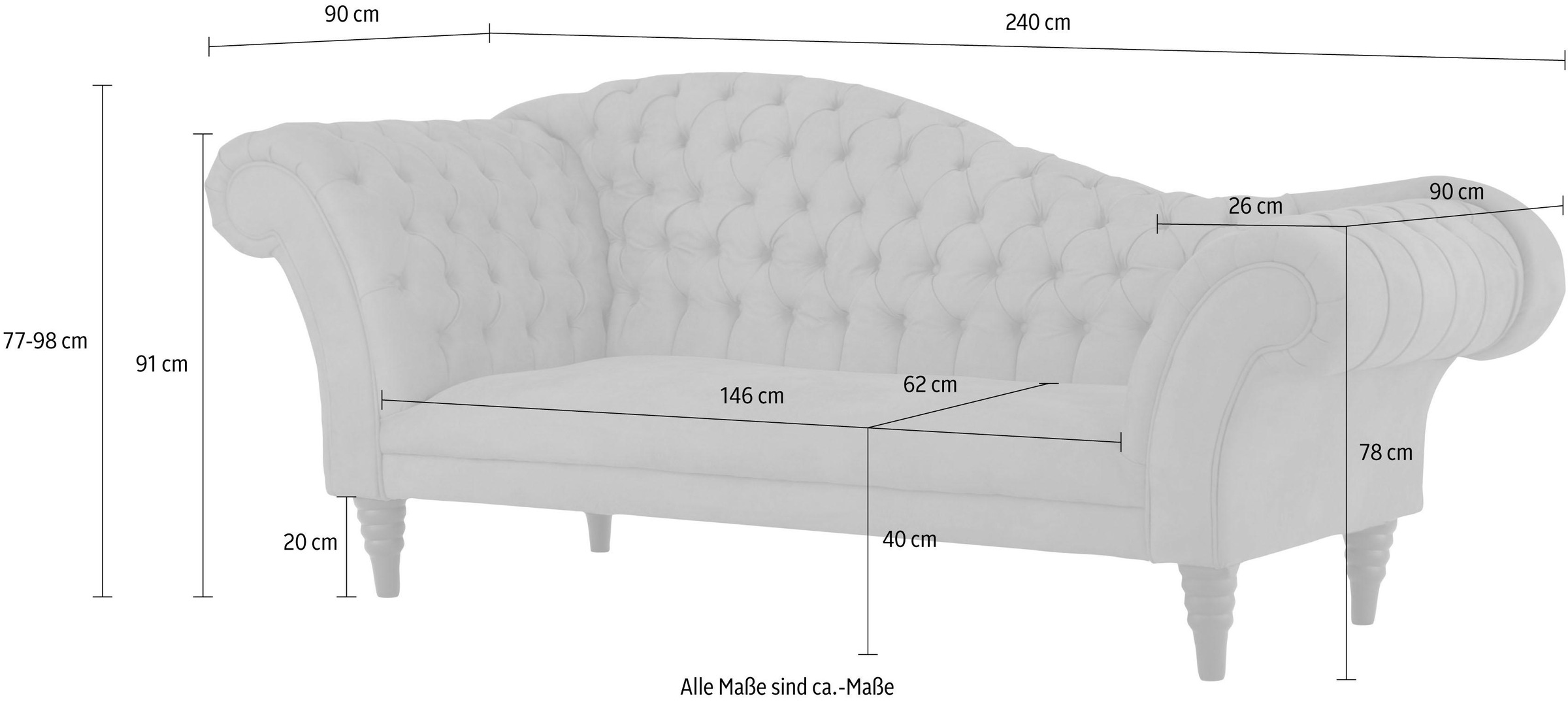 Home affaire 3-Sitzer »Chester«, mit Knopfheftung in Recamieren-Optik