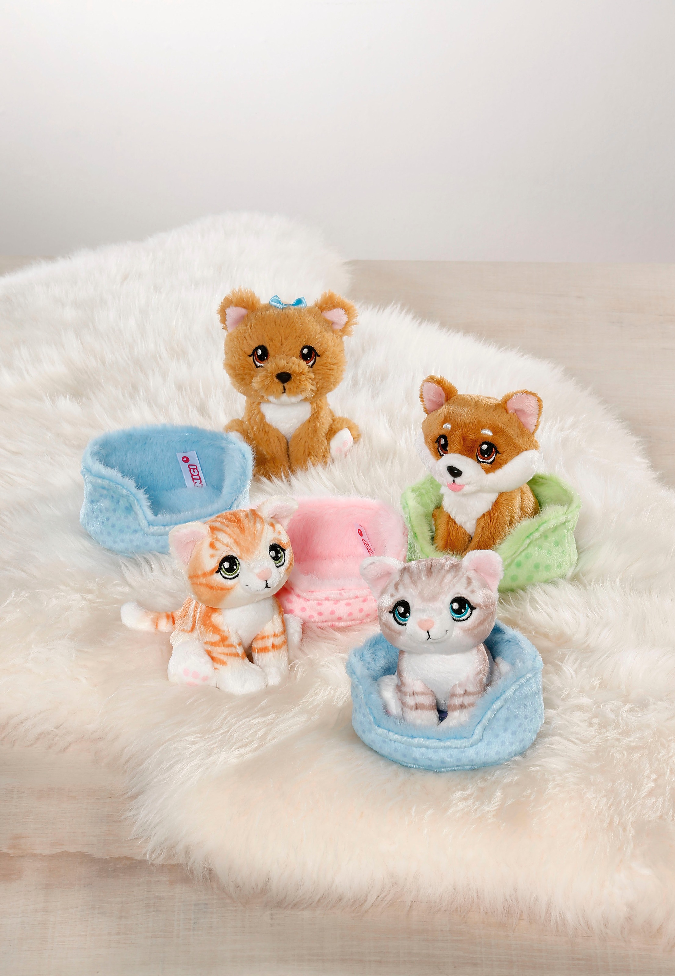 Nici Kuscheltier »Little Paws , Hund Yorkshire, 12 cm, im Körbchen blau«