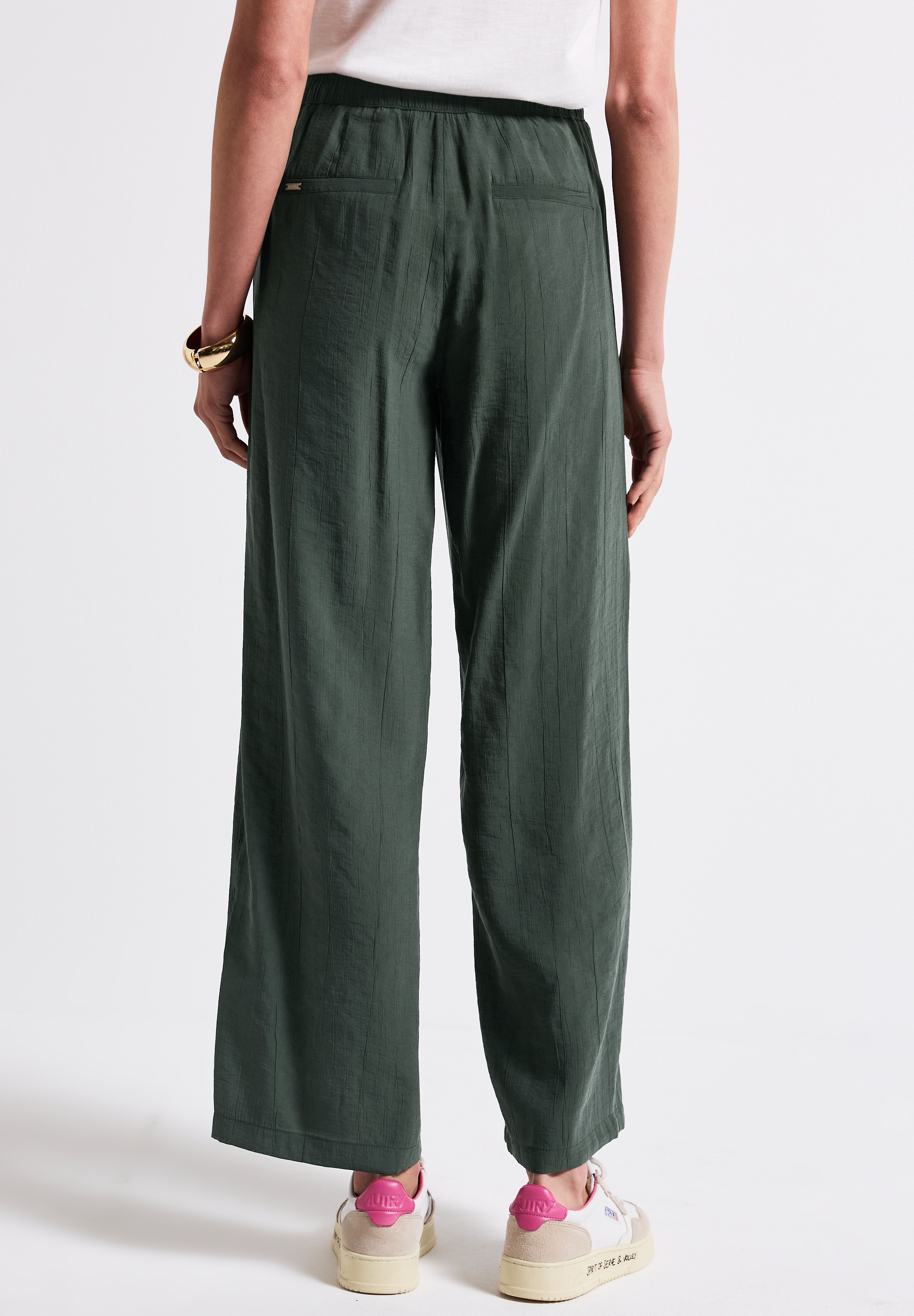 STREET ONE Stoffhose, mit Crinkle-Struktur, Wide Leg