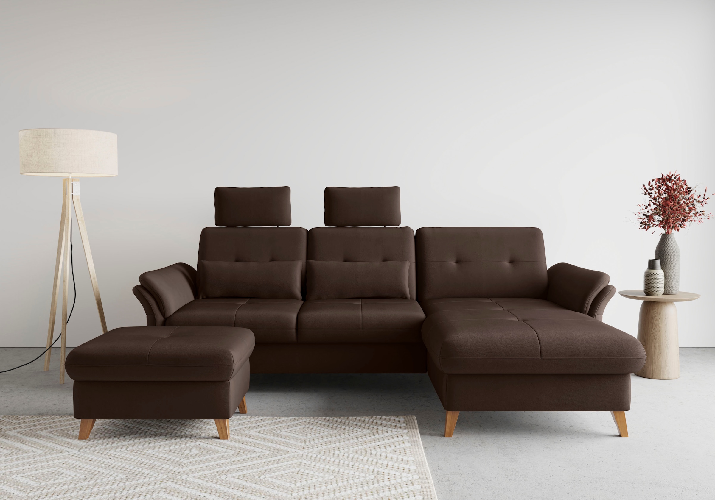 sit&more Ecksofa »Göteborg«, Sitztiefenverstellung und Federkern, wahlweise mit Bettfunktion