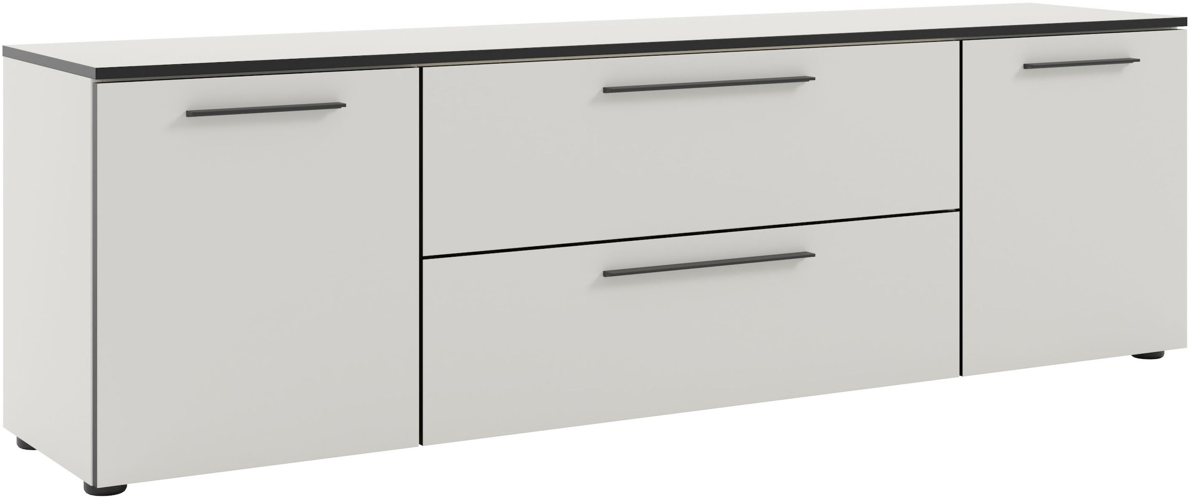 Manjana Möbel Lowboard »mit Schwarz matten Metallgriffen«