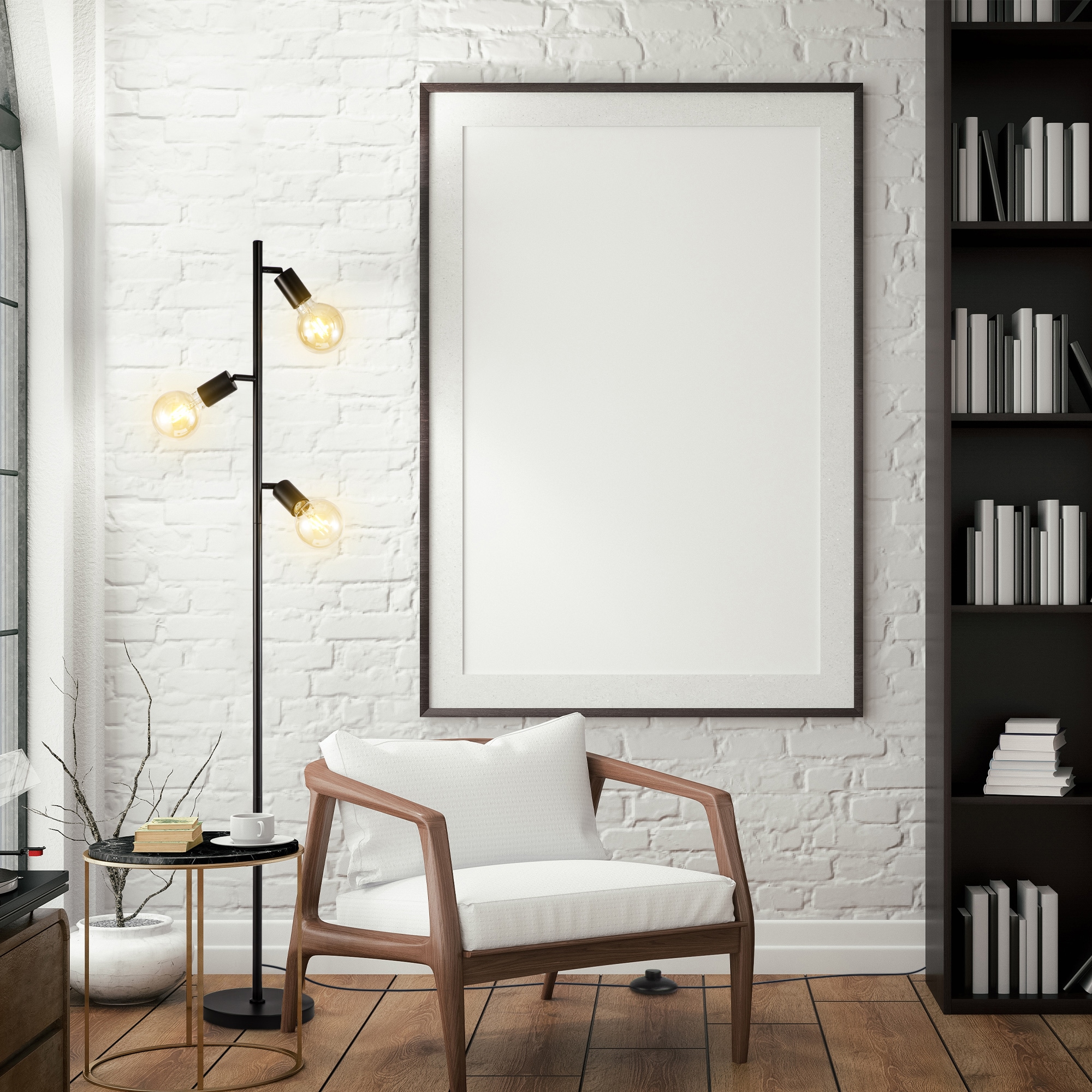 B.K.Licht Stehlampe, 3 flammig, Leuchtmittel E27 | ohne Leuchtmittel, Stehleuchte, 3-flammig, E27, schwenkbar, Retro, Fußschalter, Metall
