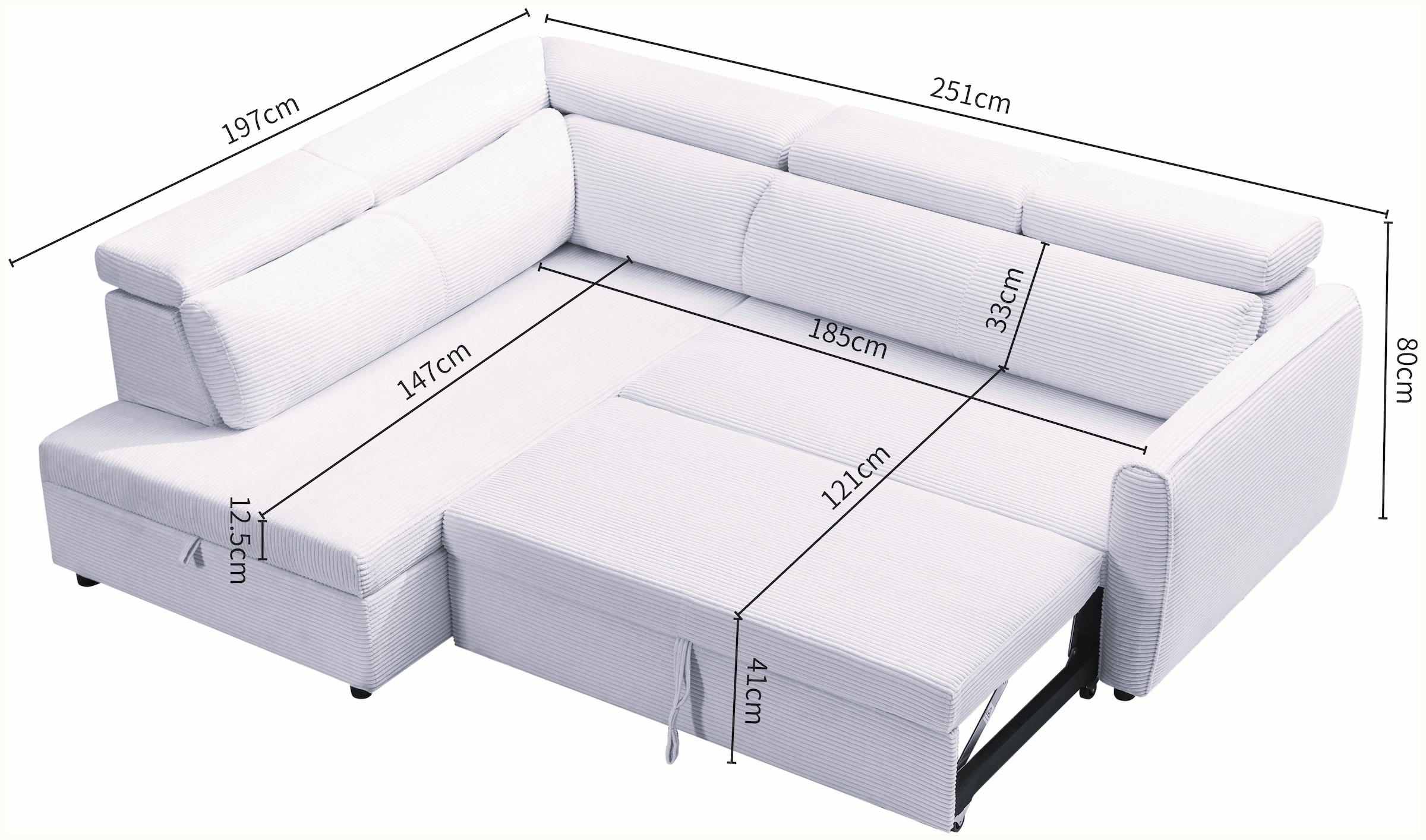 OTTO home Schlafsofa »KALLEA, Ecksofa, L-Form inkl. Schlaffunktion und XXL Bettkasten« inkl. verstellbarer Kopfstützen, Sitzen + Loungen, Cord und Webstoff
