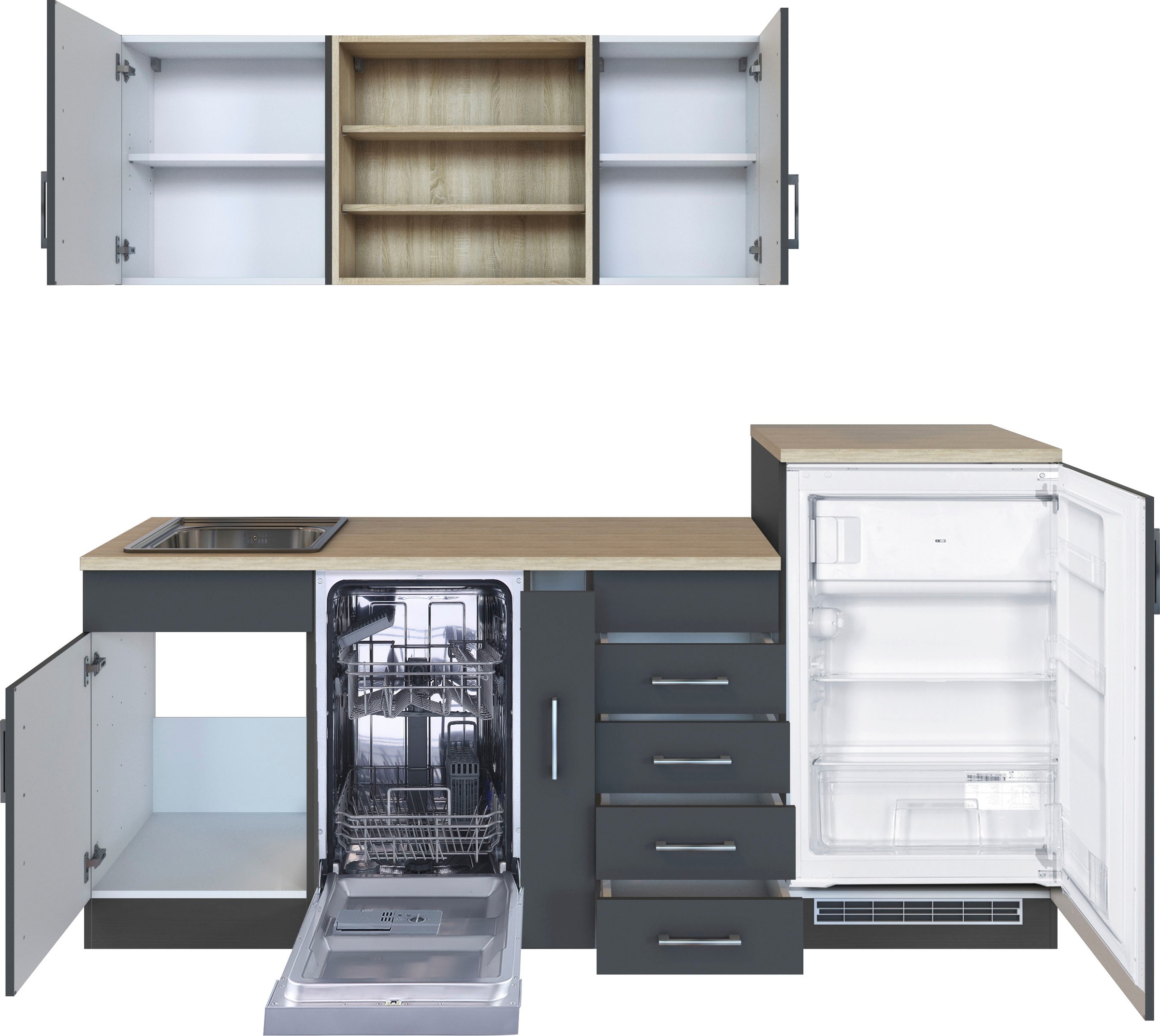 KOCHSTATION Küche »KS-Mali« Breite 210 cm, mit E-Geräten