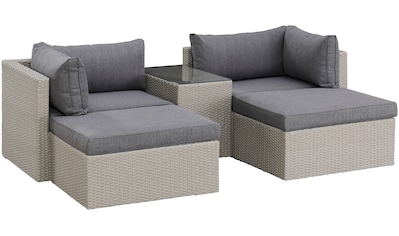 Gartenlounge-Set »Dallas«, (Set, 13 tlg., 2xSessel, 2xHocker, 1xTisch 70x40x51cm,inkl....