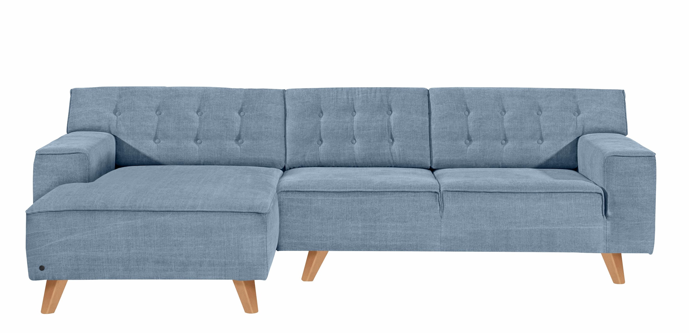 Ecksofa »NORDIC CHIC«, mit Recamiere, im Retrolook, Füße Buche natur