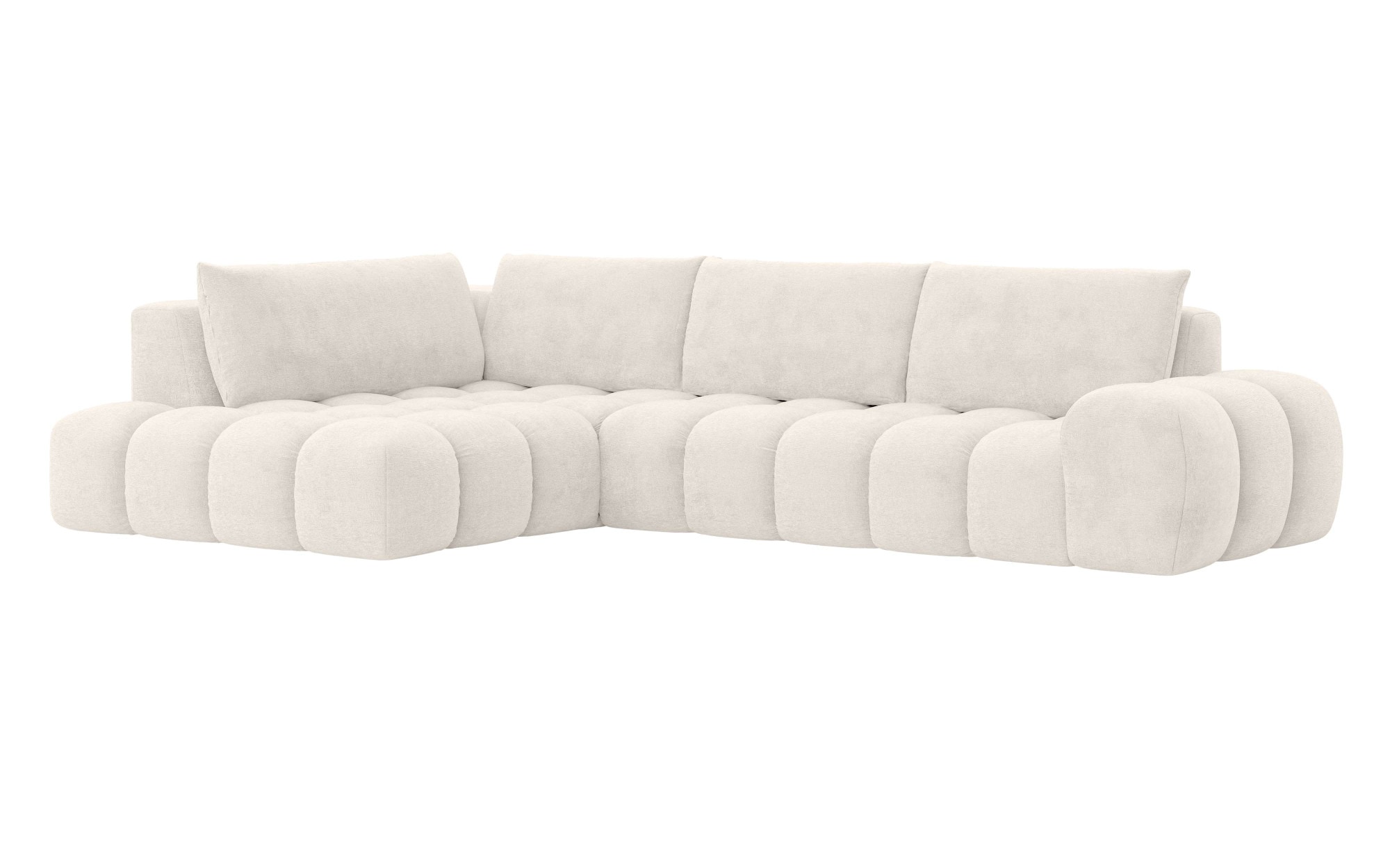 OTTO home Ecksofa »AZITA klein, L-Form, elegant und bequem Designsofa in Bubble-Optik« lose Rückenkissen, traumhafte Steppung, Maße B/T/H: 296/176,5/89 cm