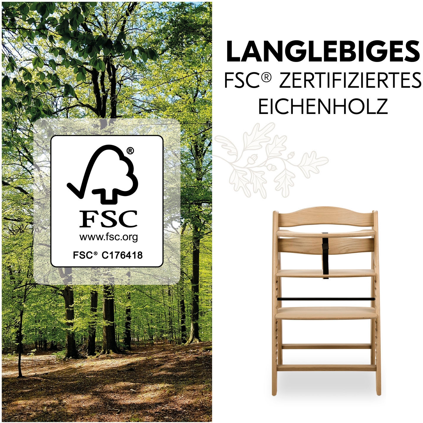 Hauck Hochstuhl »Arketa, oak«, FSC® - schützt Wald - weltweit