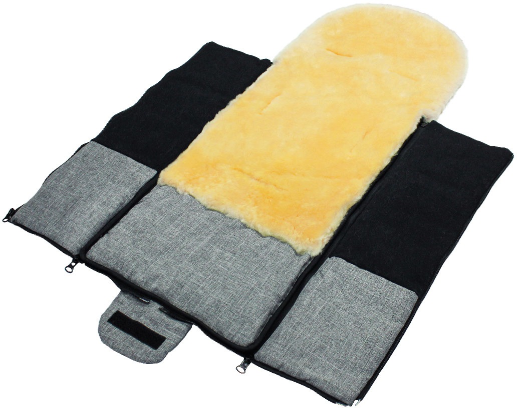 Heitmann Felle Fußsack »Eisbärchen - Multifunktion Winterfußsack«, mit echtem Lammfell, für Kinderwagen, Buggy, 5 Gurtschlitze, waschbar
