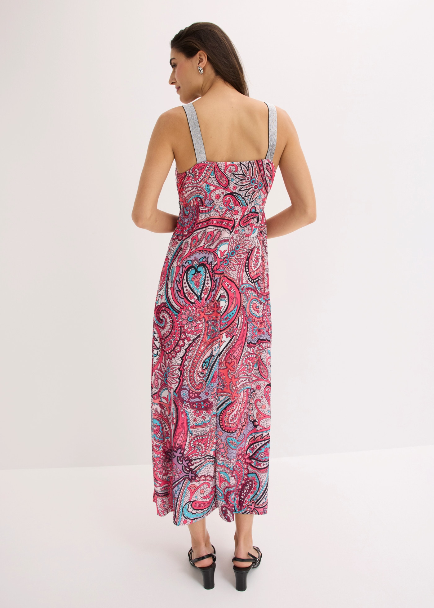 bonprix Maxikleid »Maxikleid mit Applikationen« ohne Ärmel, elastisches Material, schmale Passform