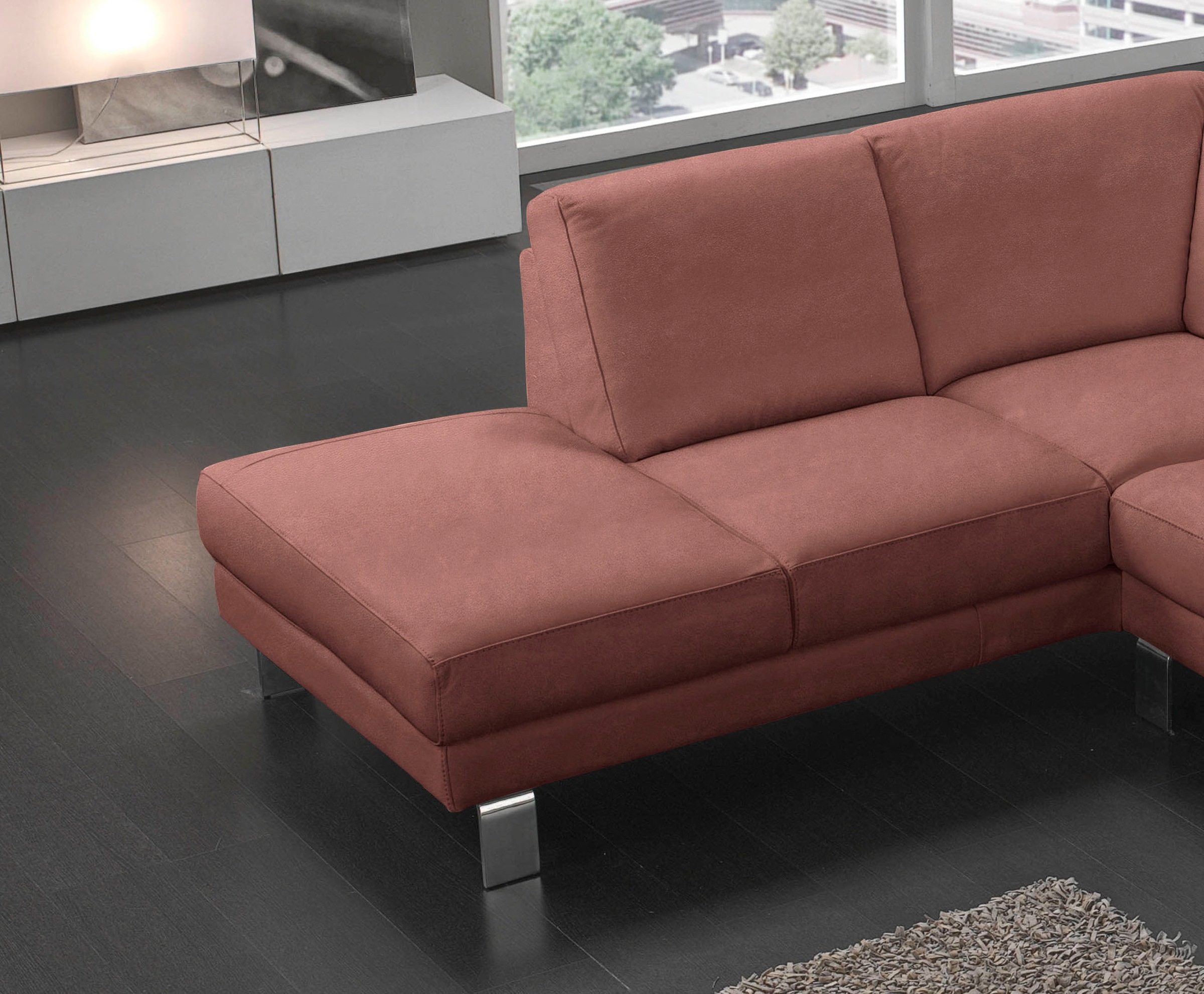 Egoitaliano Ecksofa »Shakira, Design und Sitzkomfort auf hohem Niveau, tolle Details«, mit Ottomane, L-Form, elegante Metallfüße