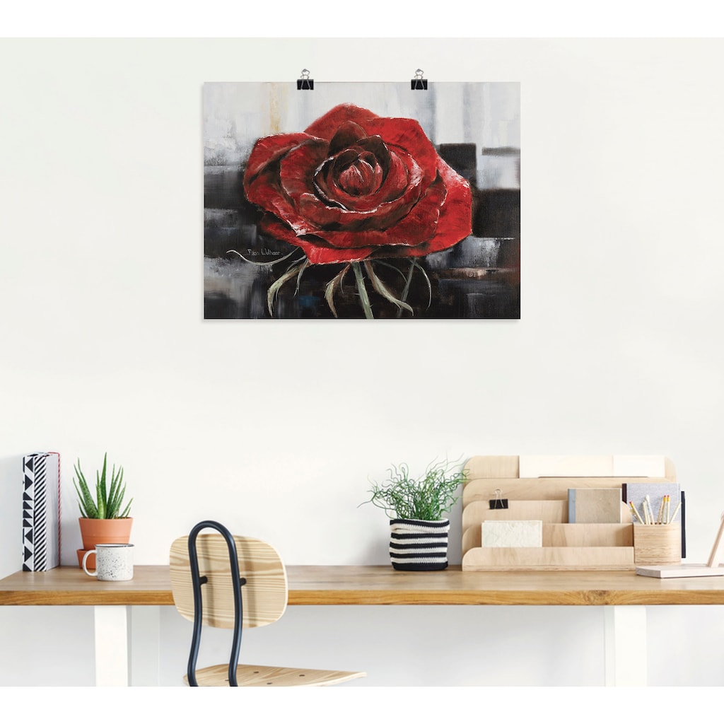 Artland Wandbild »Blühende rote Rose«, Blumen, (1 St.)