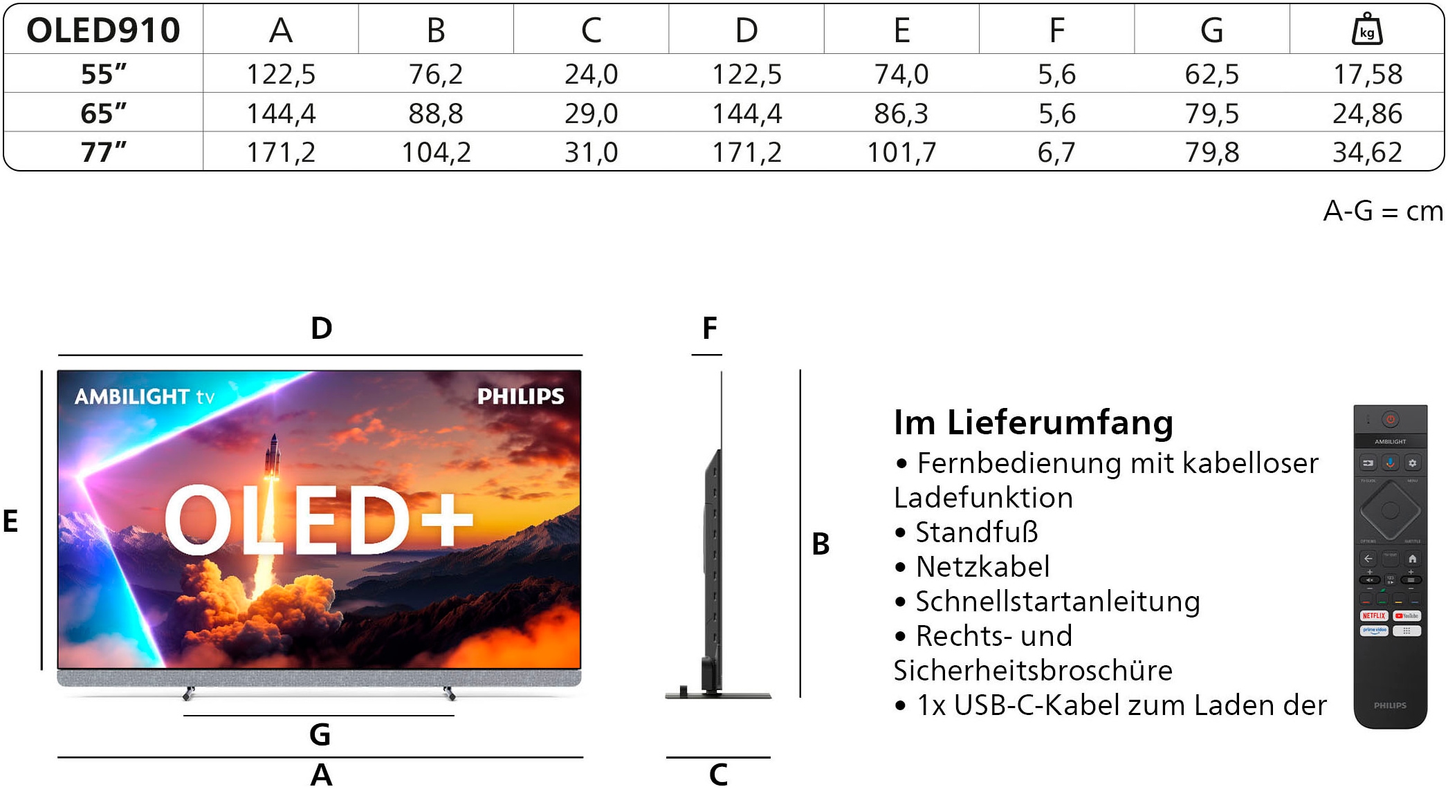 Philips OLED-Fernseher »77OLED910/12«, 4K Ultra HD, Google TV-Smart-TV