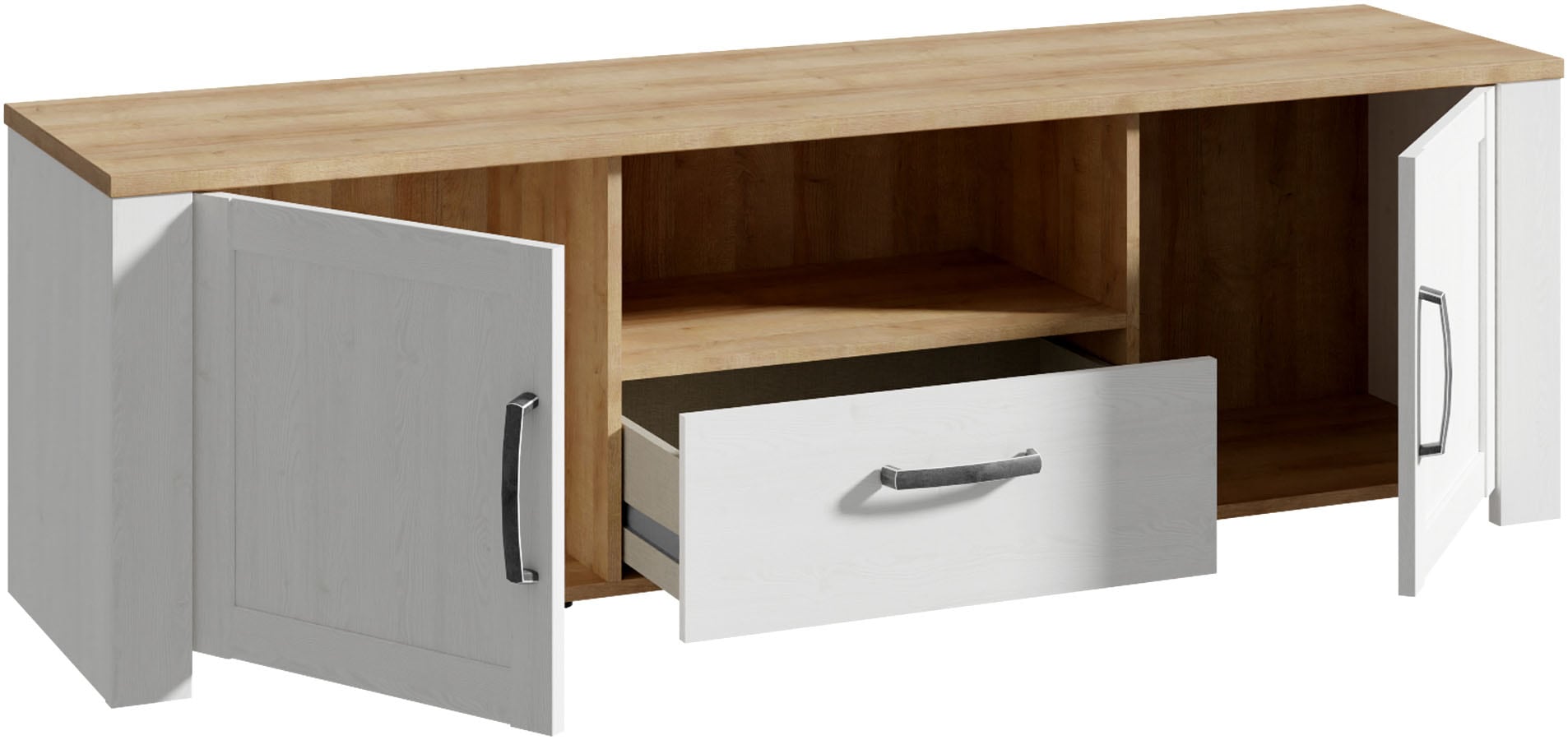 FORTE TV-Board »Bohol TV-Schrank, Stauraum, 2 farbiges Dekor, landhaus« B/H/T 166,1/51,8/42cm, 2 Türen, 1 SK