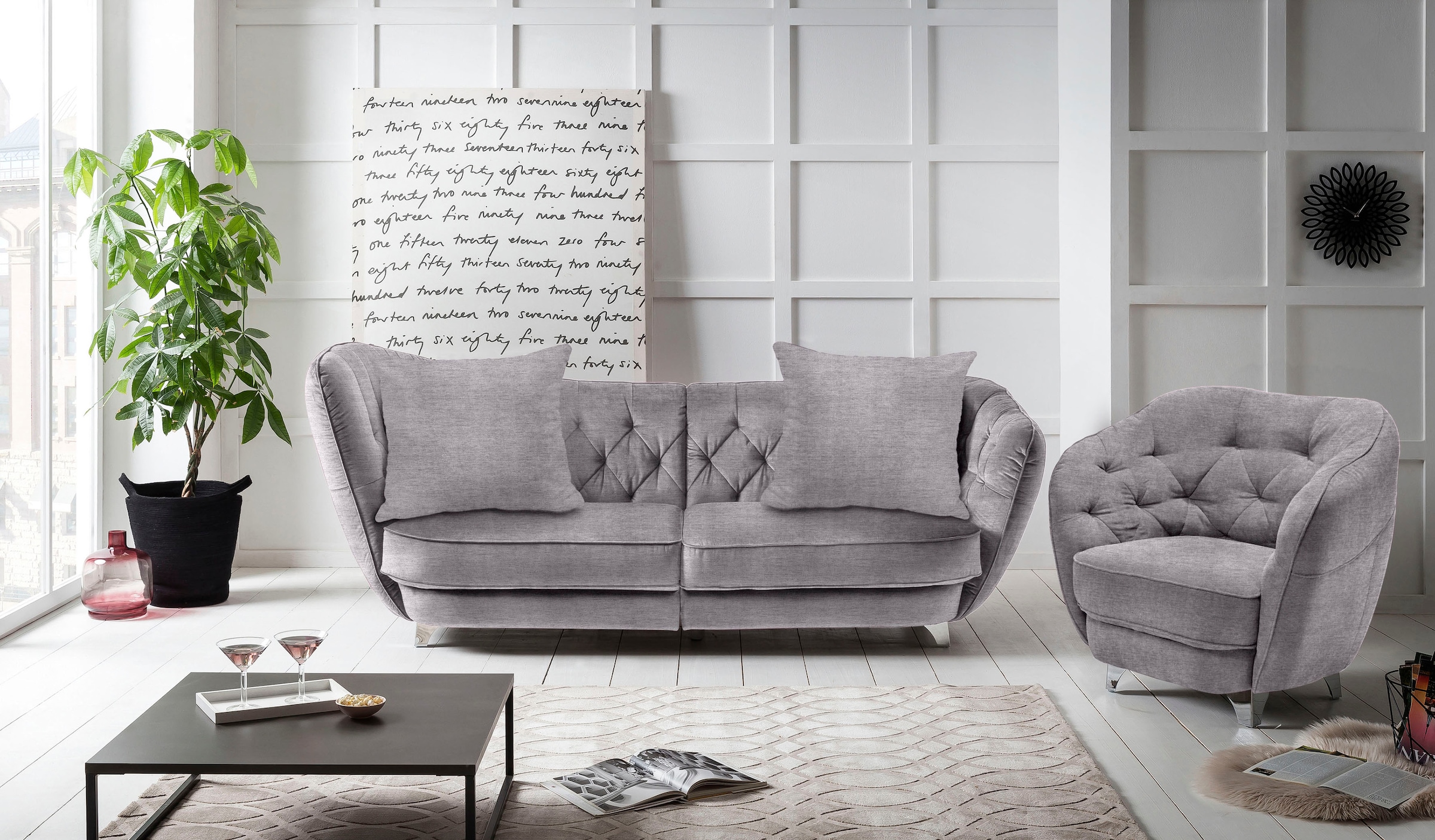 Leonique Big-Sofa »Retro«, stylischer Hochlehner