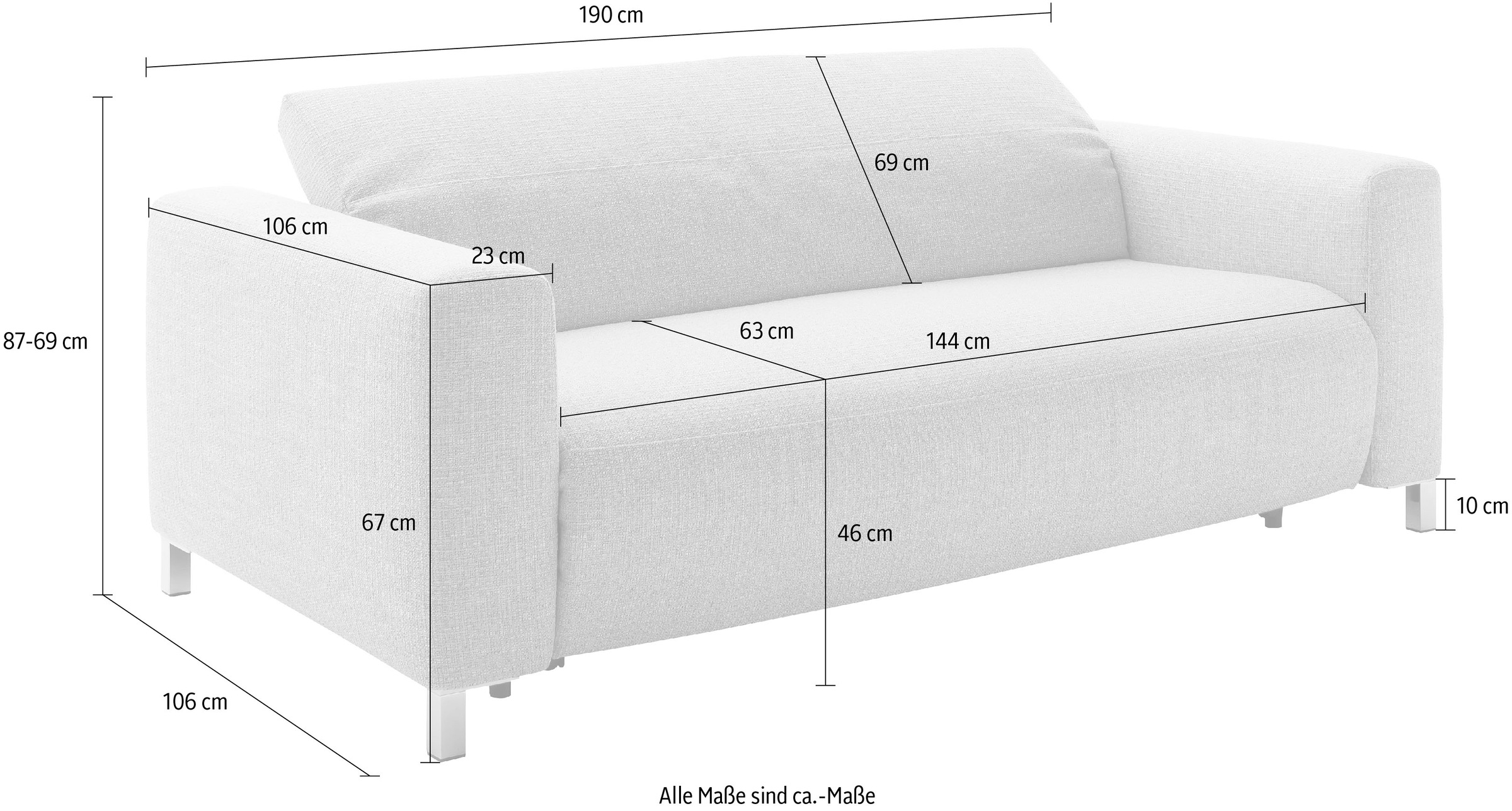 Places of Style Schlafsofa »Quarto für Dauerschläfer geeignet durch hochwertigen Faltbeschlag«, 3 Breiten und 3 Matratzenausführungen, belastbar zwischen 200-.270kg