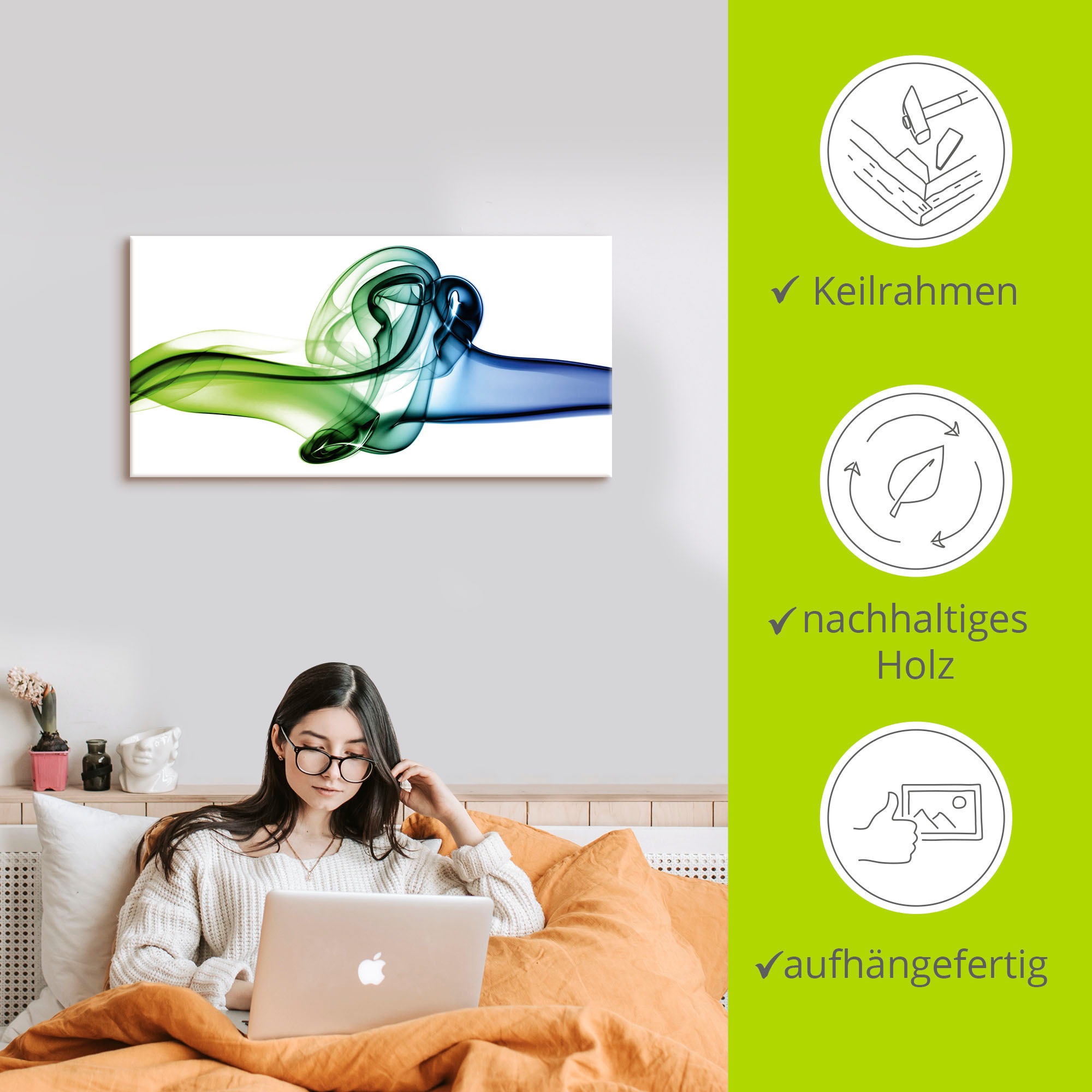 Artland Wandbild »Aufeinanderprallen von blau und grün« Muster 1 Stk. tlg. auf Holzrahmen gespannt