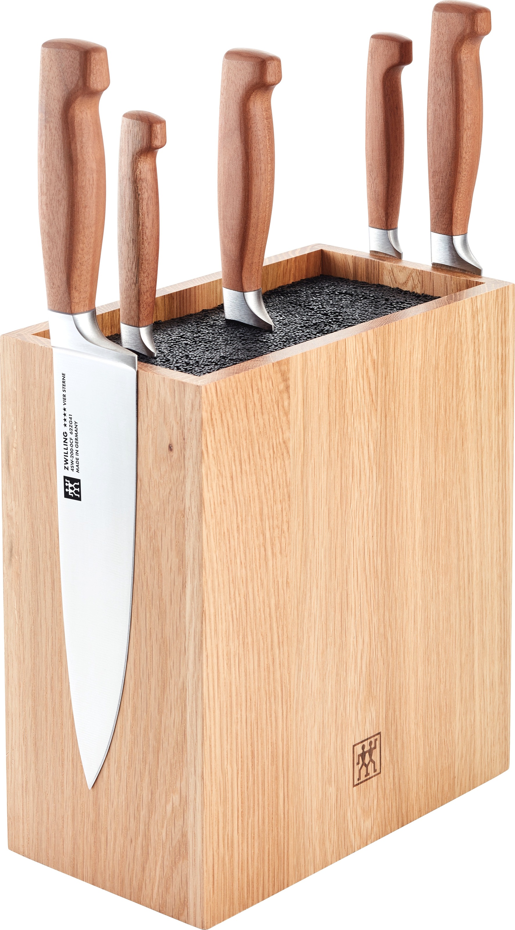 Zwilling Messerblock »**** VIER STERNE Wood« 6 Messer mit Kotibé-Holzgriffe, Messerblock aus Eiche