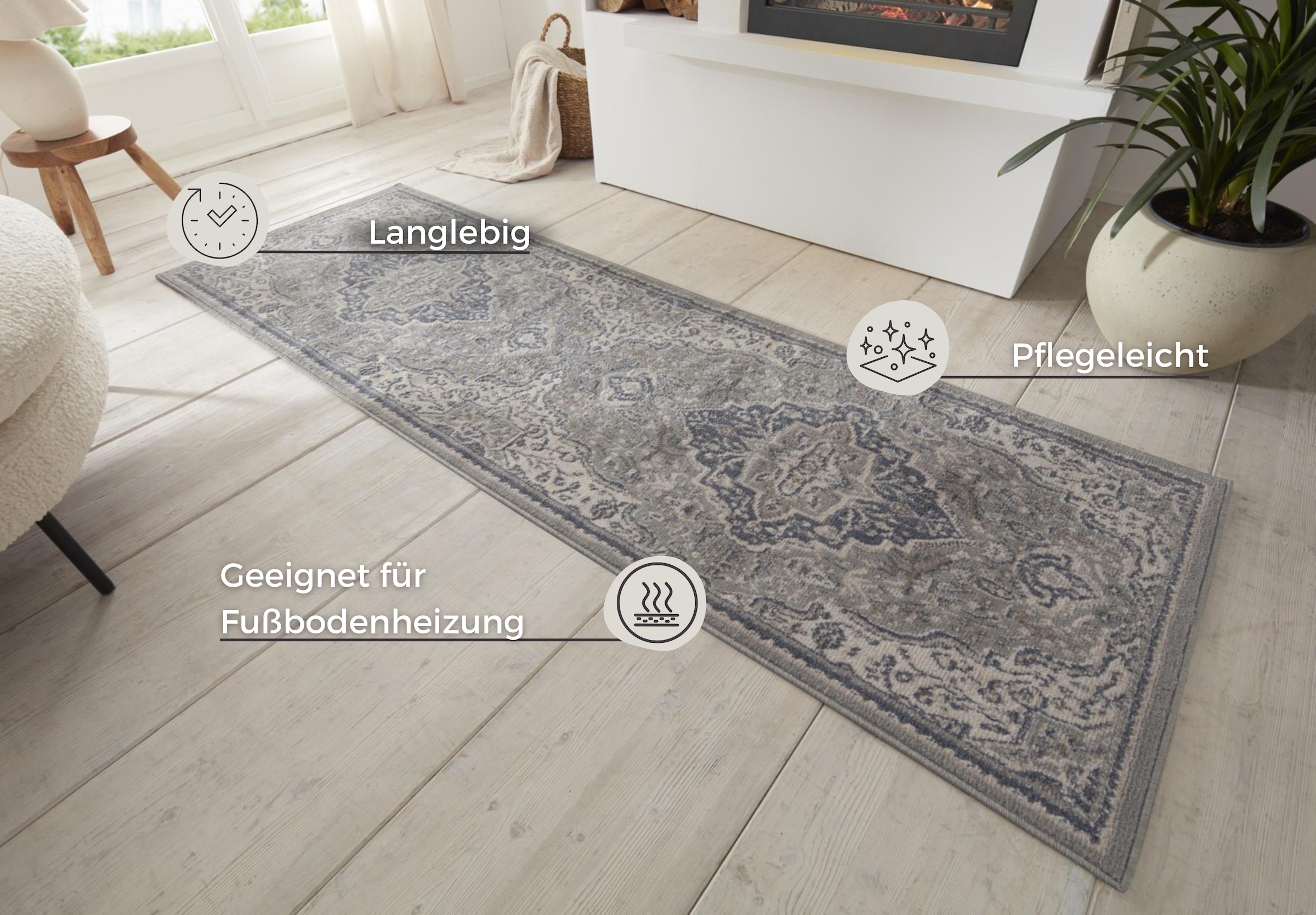HANSE Home Teppich »Orken«, rechteckig, 8 mm Höhe, Kurzflor, Läufer, Orient, Vintage, Wohnzimmer, Schlafzimmer, Esszimmer