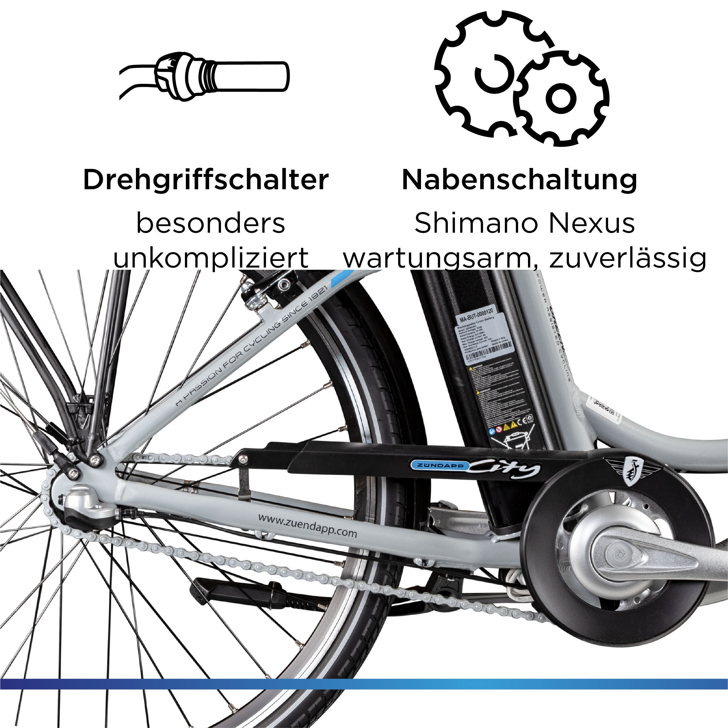Zündapp »Green 2.7« 3 Gang Nabenschaltung Frontmotor 250 W Pedelec, Elektrofahrrad für Damen u. Herren