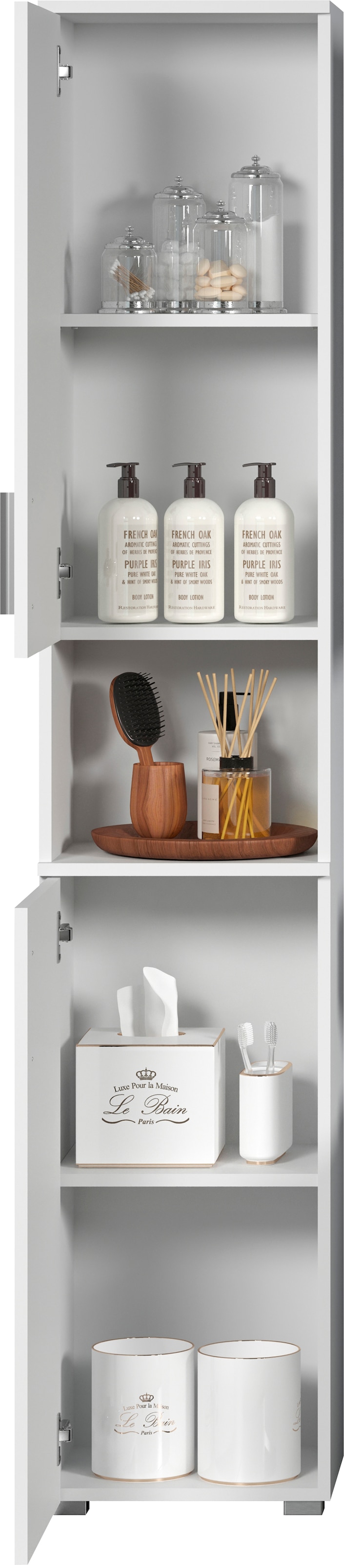 welltime Hochschrank »Prag«, (1 St.), Badmöbel mit wechselbarem Türanschlag - (B/T/H) 37/31/192 cm