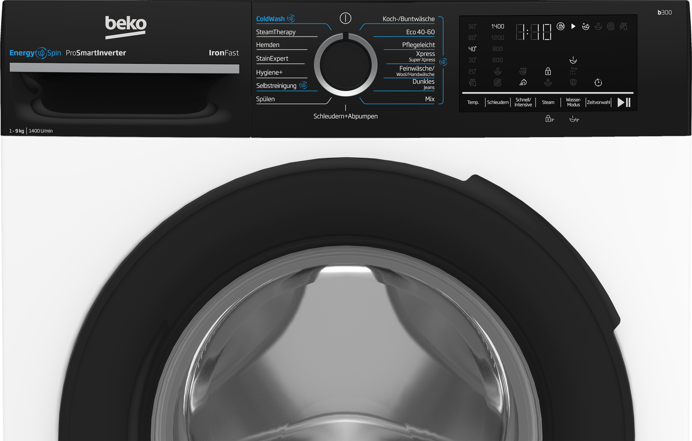 BEKO Waschmaschine »BM3WFU4941W«, 9 kg, 1400 U/min, Waschen mit EnergySpin: Bis zu 35 % Energie sparen – nicht nur in Eco