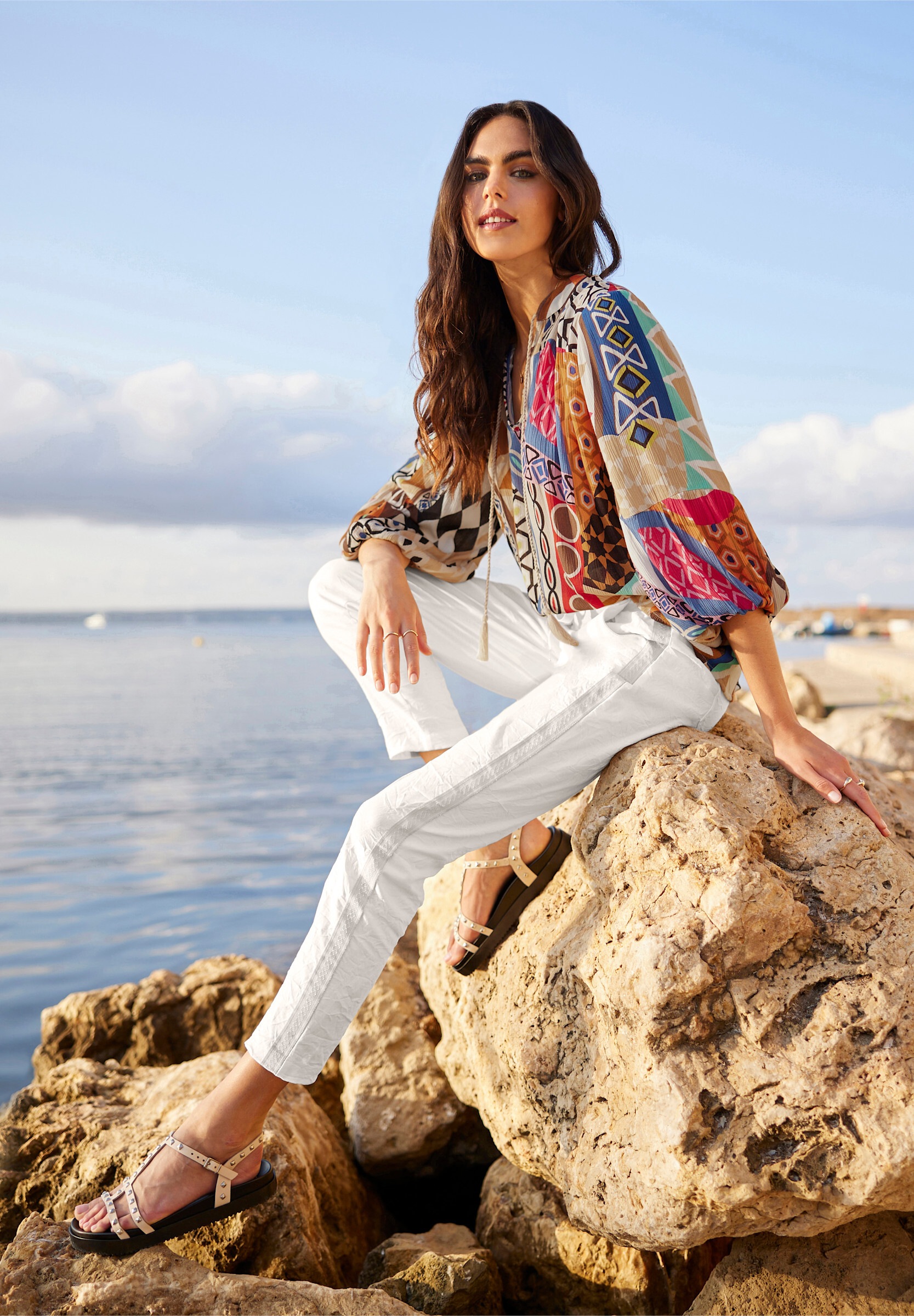 heine Klassische Bluse »Druckbluse Druckbluse mit Ballonärmeln«
