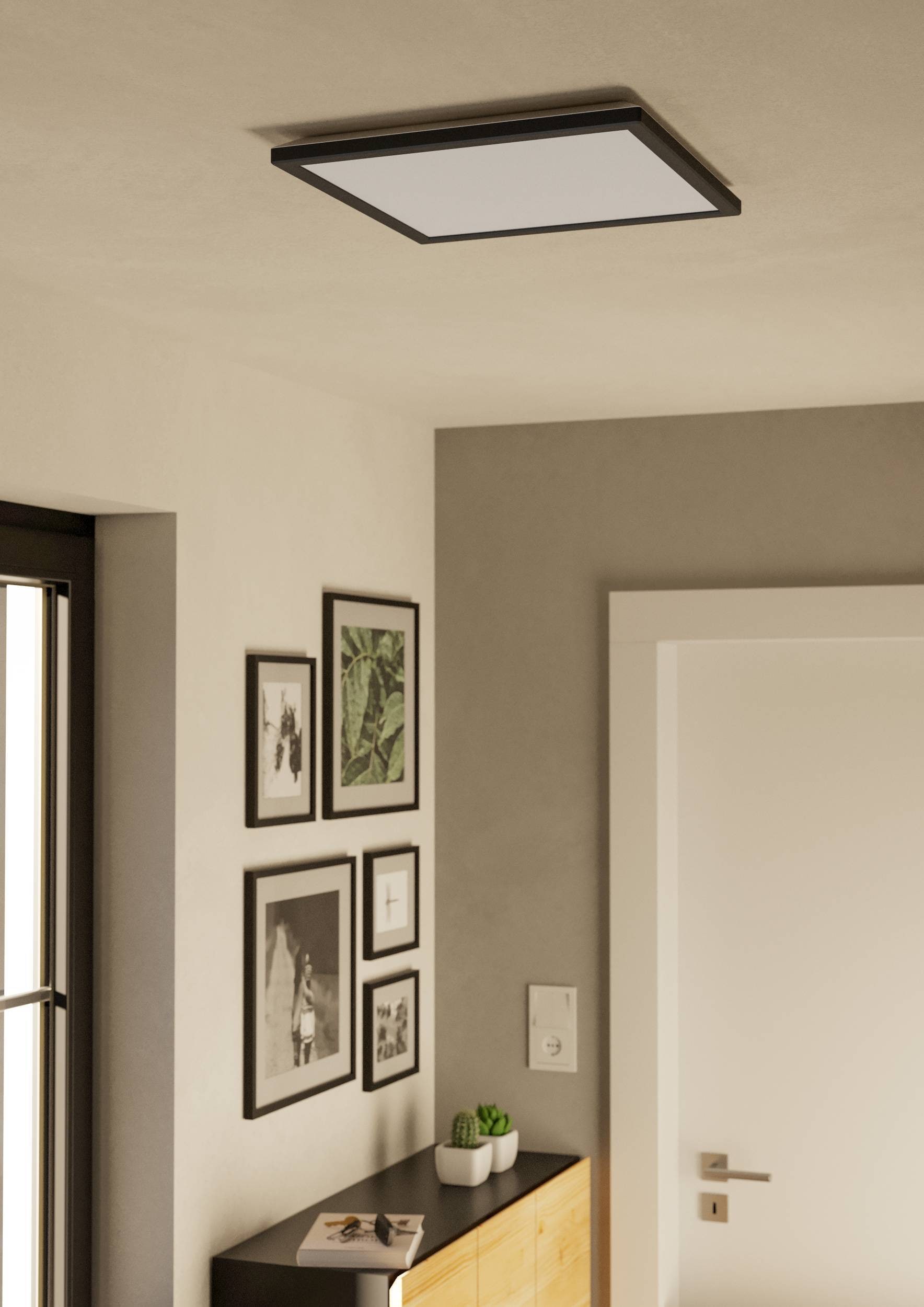 EGLO Deckenleuchte »Rovito-Z Deckenlampe, ZigBee 3.0, Kunststoff, Badezimmerlampe, IP44« LED-Modul 1 Stk. Kaltweiß | RGB Wand-/Deckenleuchte - L39 x B39 x H3 cm - schwarz - 17,6W inkl.