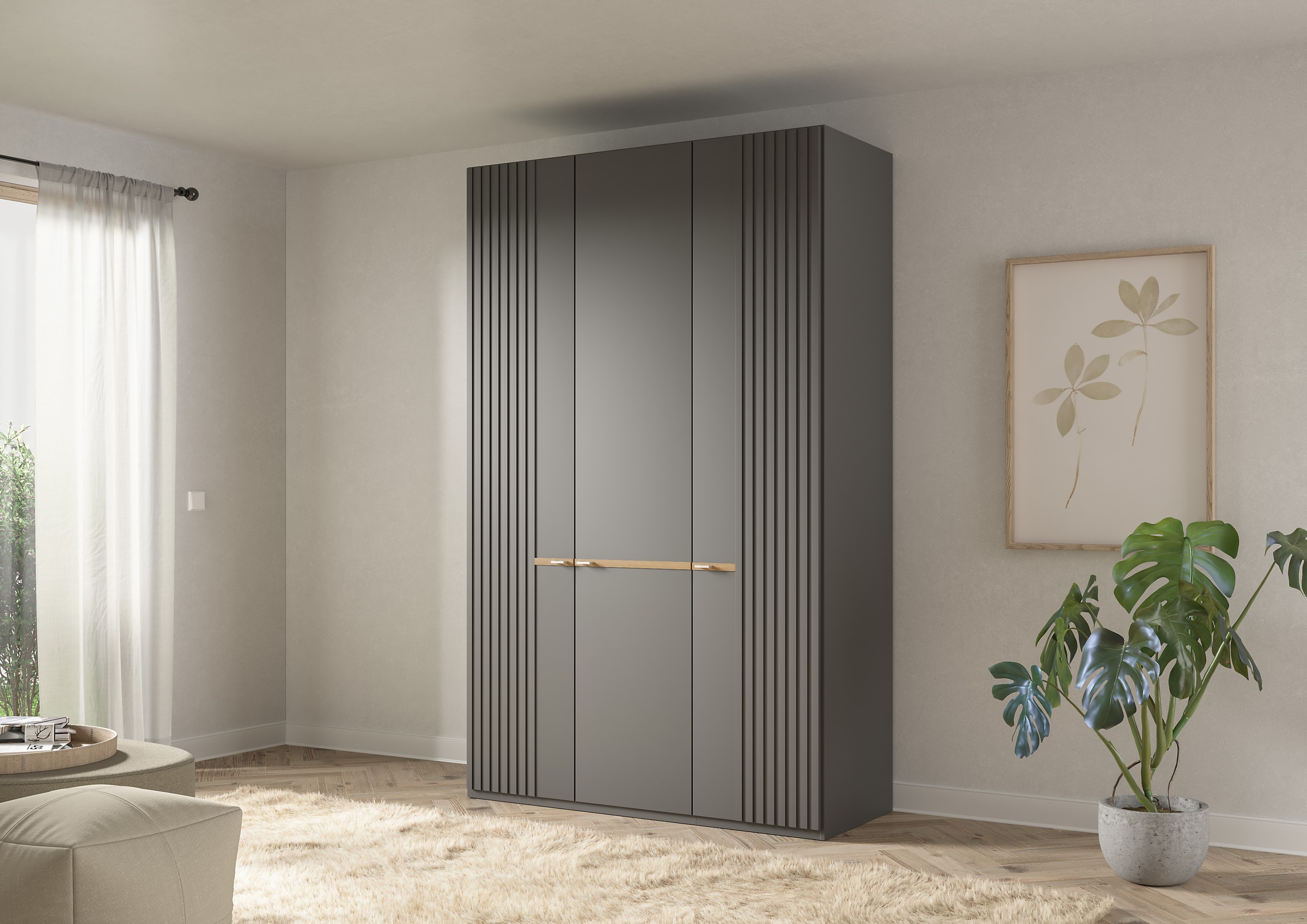 Musterring Kleiderschrank »Isabelle« Lamellen in Korpusfarbe, Griffe in silber, versch. Größen und Farben