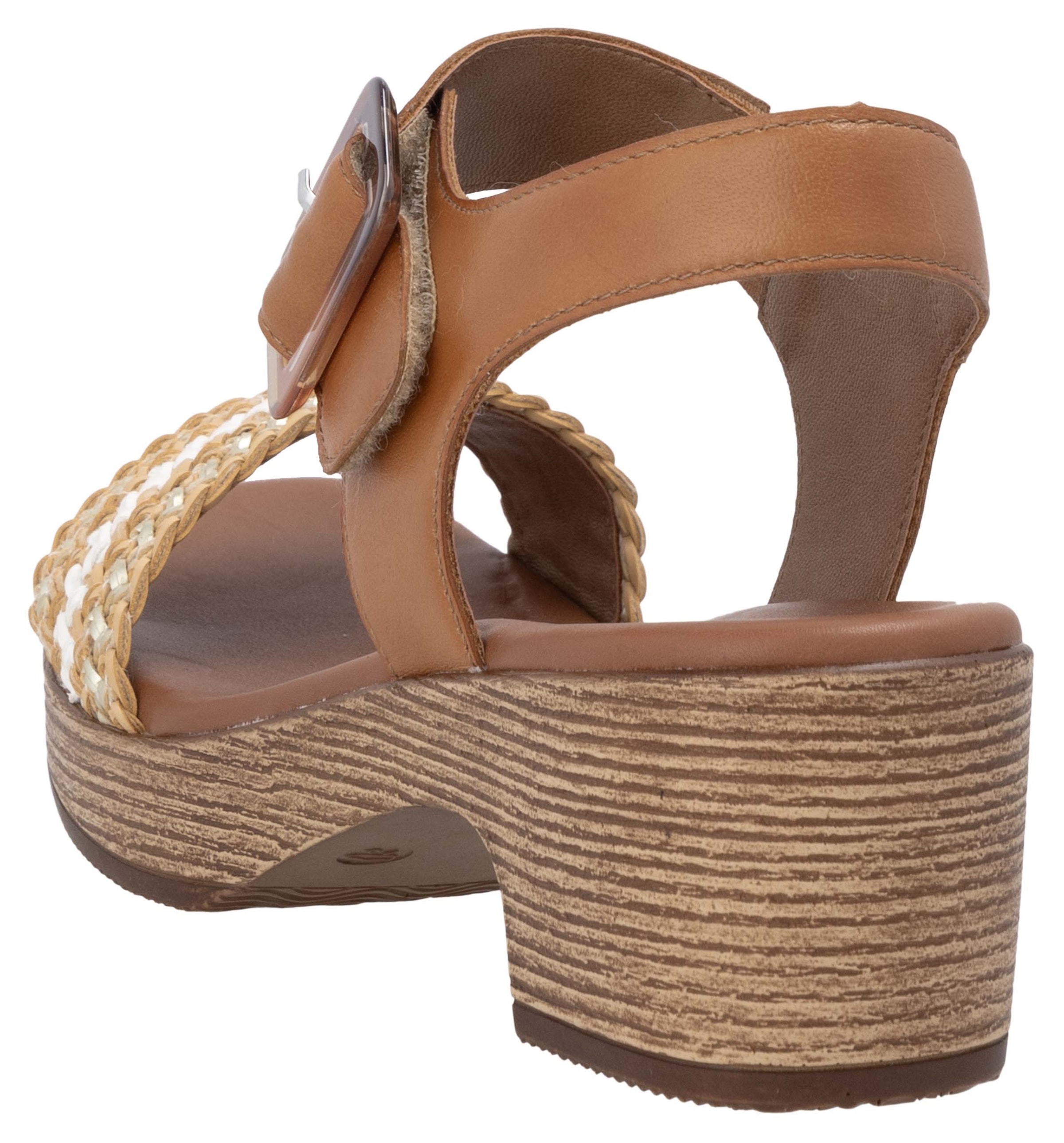 Remonte Sandalette, Blockabsatz, Plateau, Sandale, Sommerschuh mit Bandage in Bastoptik