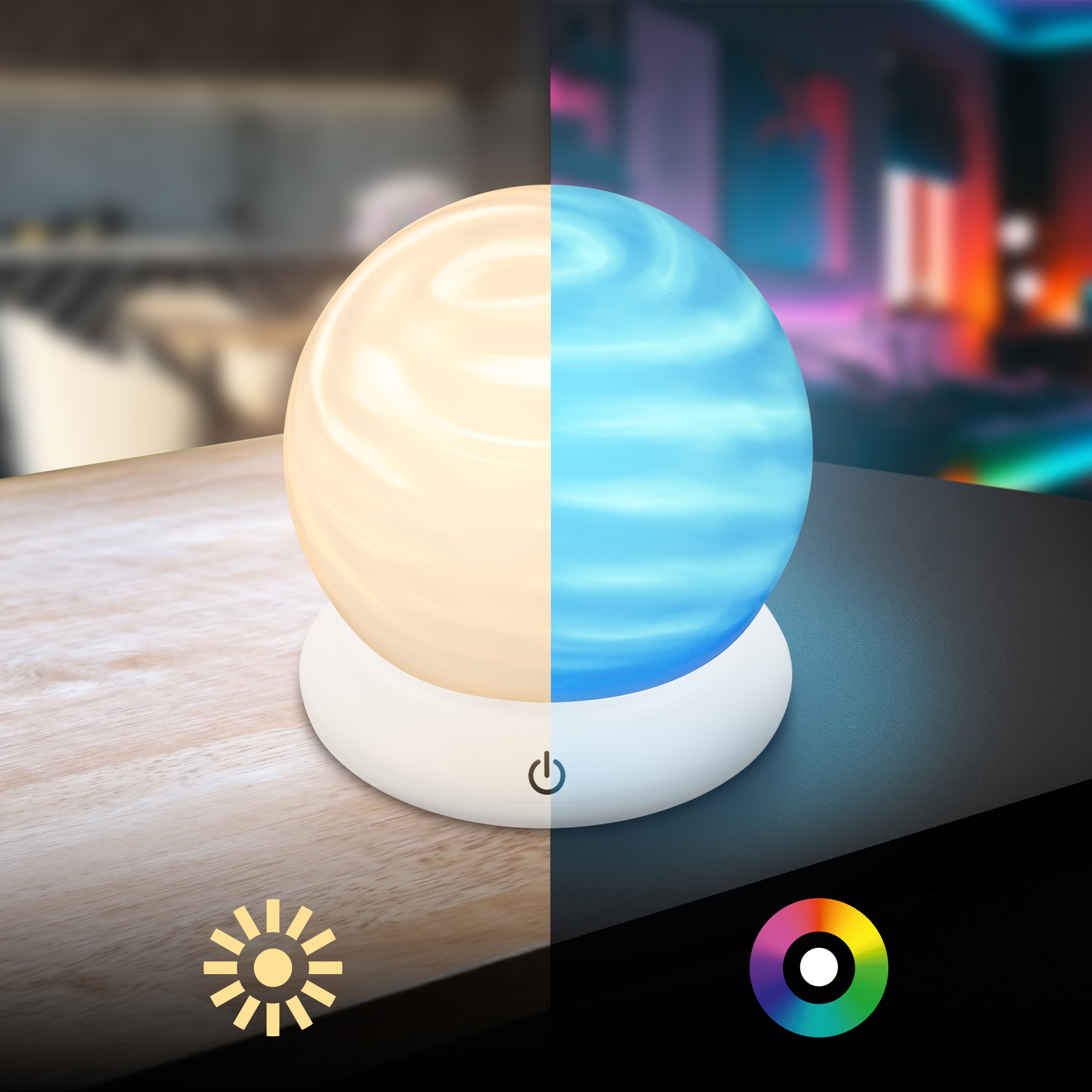 Briloner Leuchten LED Tischleuchte »LUSTRO« LED-Modul 1 Stk. Warmweiß 15x16,5 cm, Akku tauschbar, Wohnzimmer, Flur, Schlafzimmer