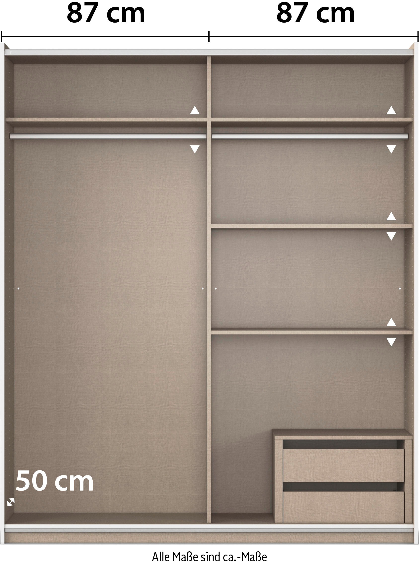 rauch Schwebetürenschrank »Kleiderschrank Garderobe TOPSELLER AURELIO mit 3 Ausstattungsvarianten«, 3 verschiedene Ausstattungsvarianten Griffe aus Metall MADE IN GERMANY