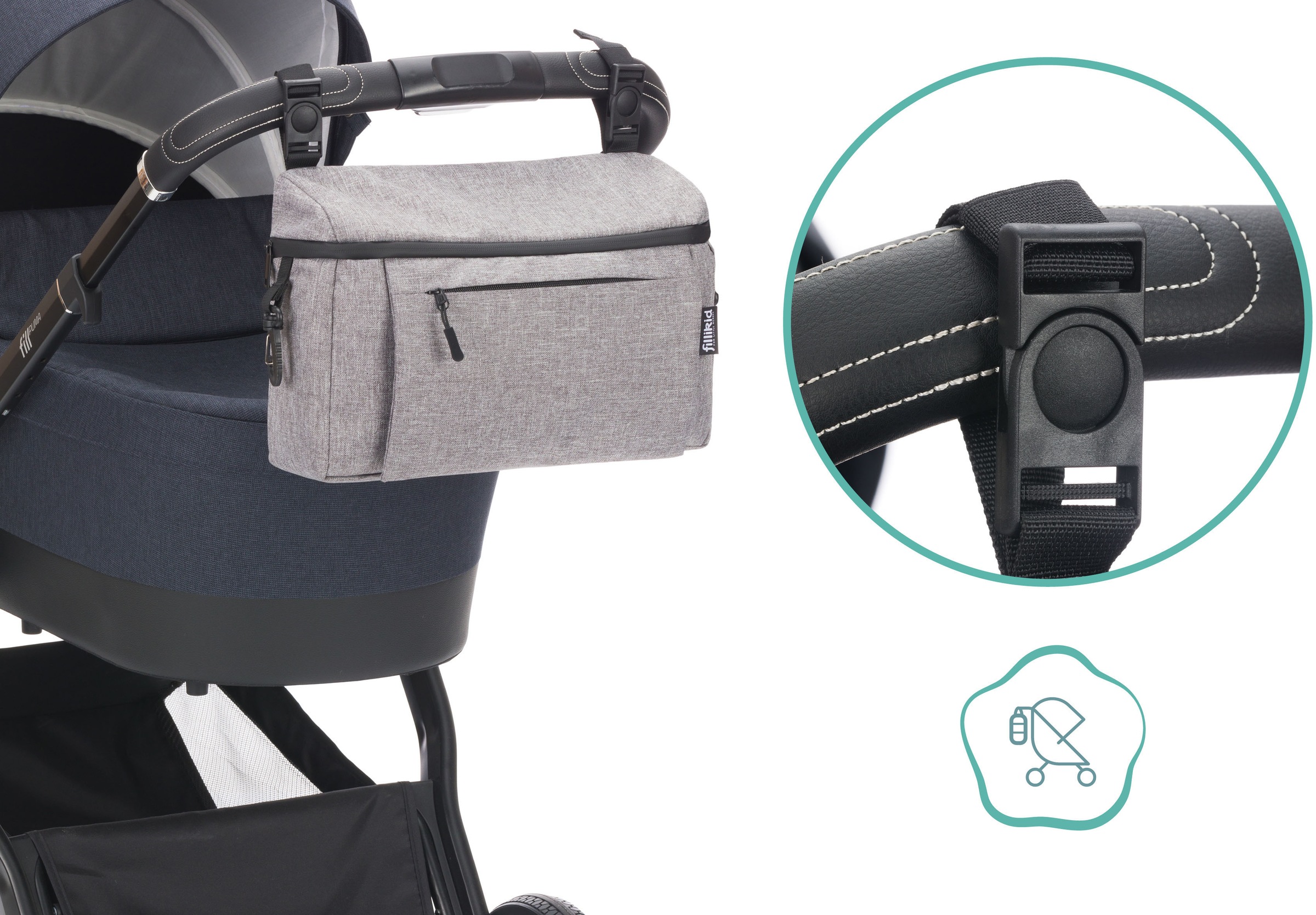 Fillikid Kinderwagen-Tasche »Buggy Organizer Sport, grau«, mit Wickelunterlage