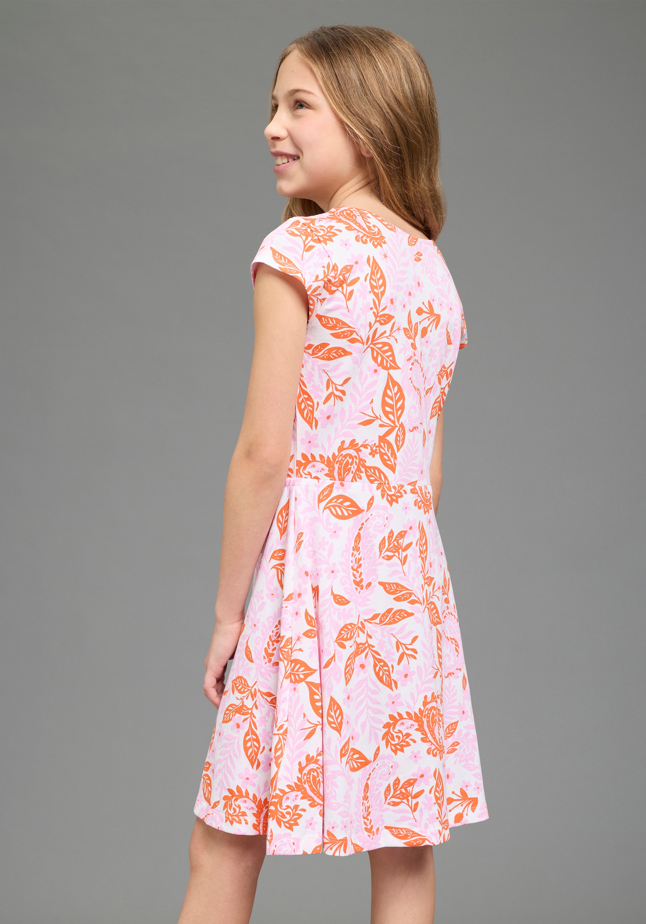 KIDSWORLD Jerseykleid »Kleid mit Paisley-Allover Muster« modischer Stil, für Mädchen, aus Single Jersey, Kurzarm