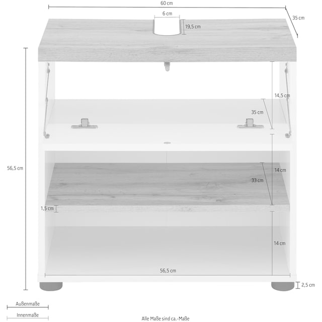 Places of Style Waschbeckenunterschrank »Thessa«, Klappe und  Siphonausschnitt, Push-to-open Funktion, BxH: 60 x 56,5 cm online kaufen |  mit 3 Jahren XXL Garantie