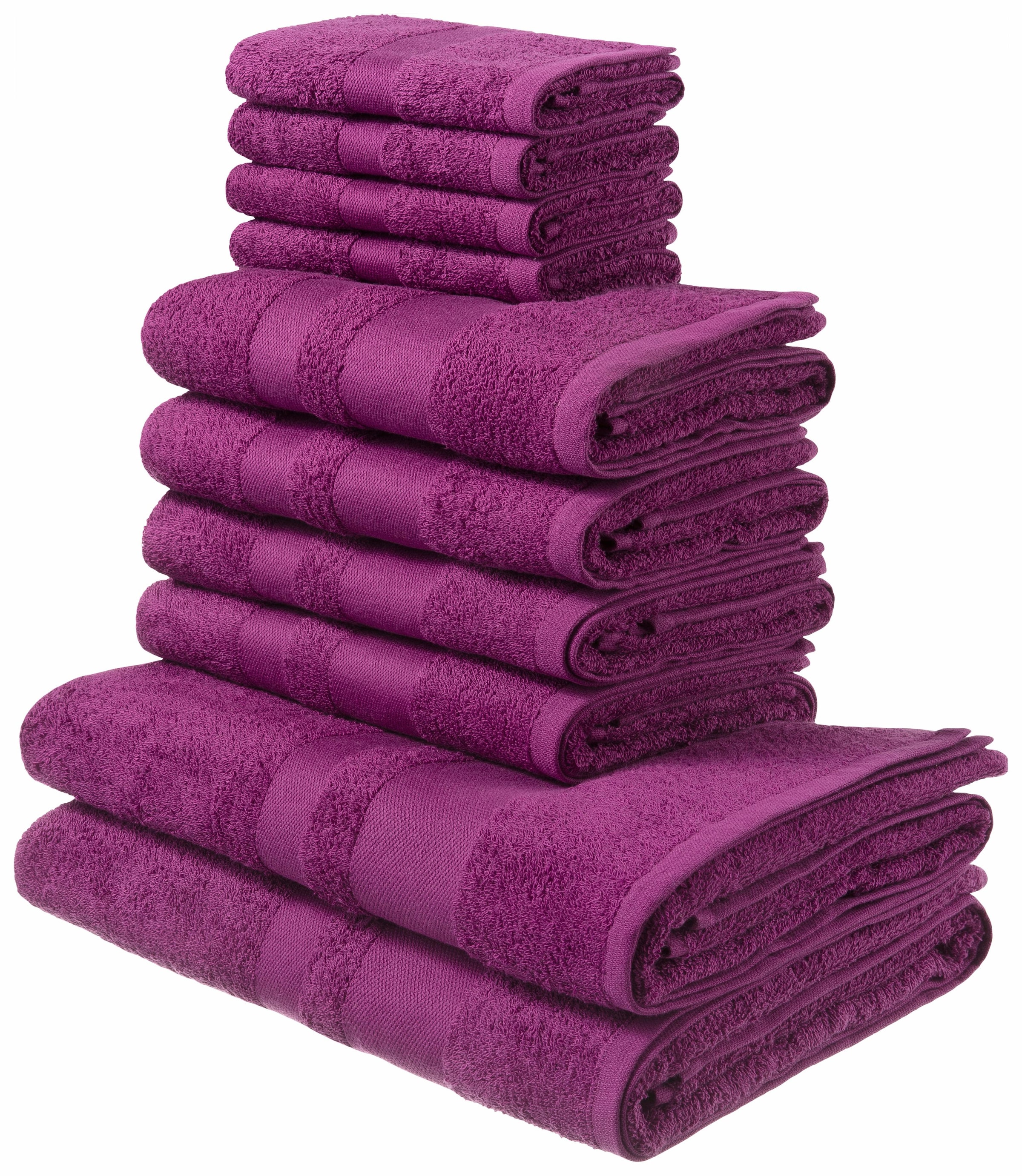 my home Handtuch Set »Vanessa, 10-tlg Handtuch-Set, Duschtücher, Handtücher und Gästetücher«, Set, 10 tlg., Walkfrottee, 100% Baumwolle, einfarbig, weich, saugstark, mit Bordüre