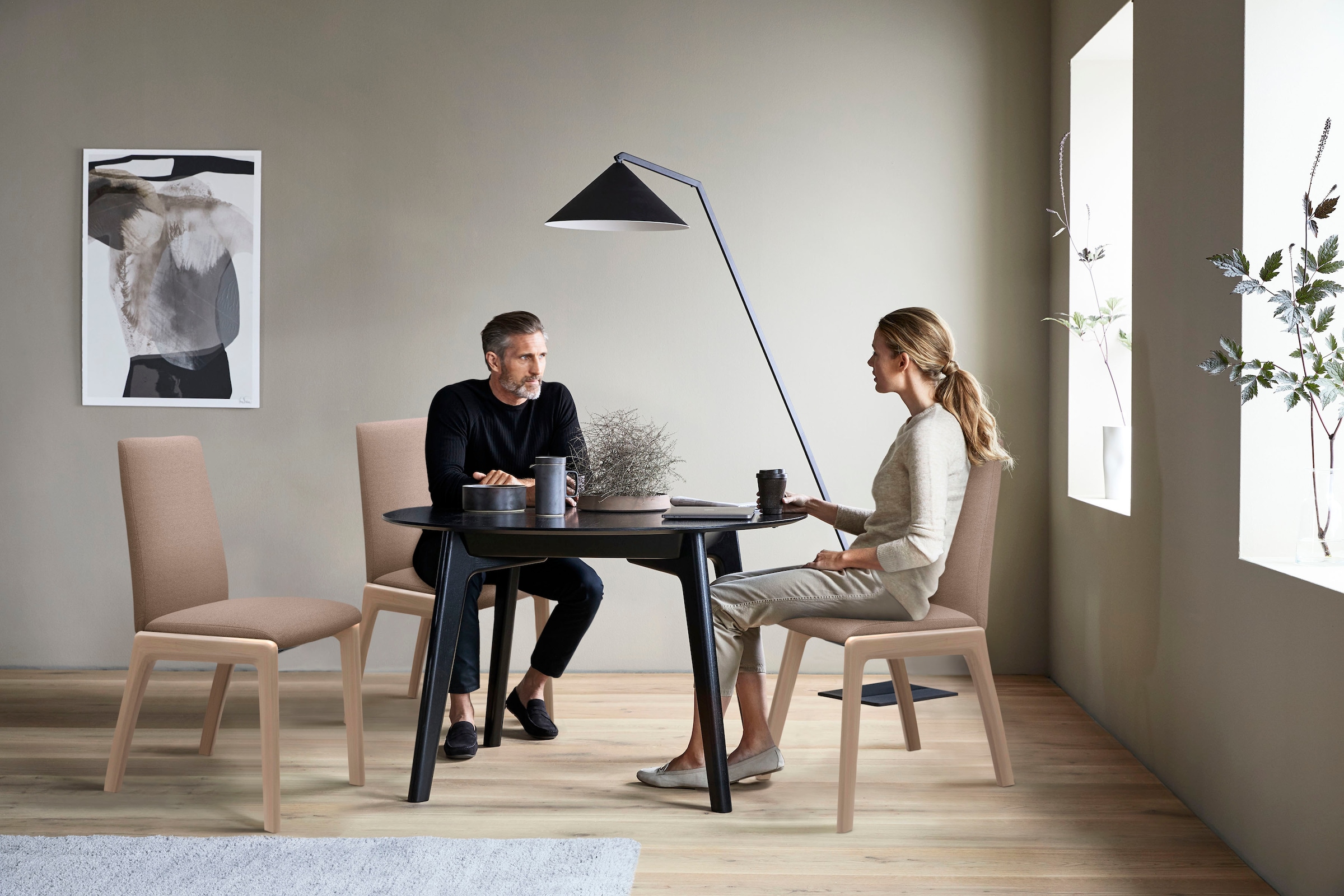 Stressless® Polsterstuhl »Laurel«, ROHLEDER Stoff Q2 FARON, Low Back, Größe L, mit abgerundeten Beinen in Walnuss