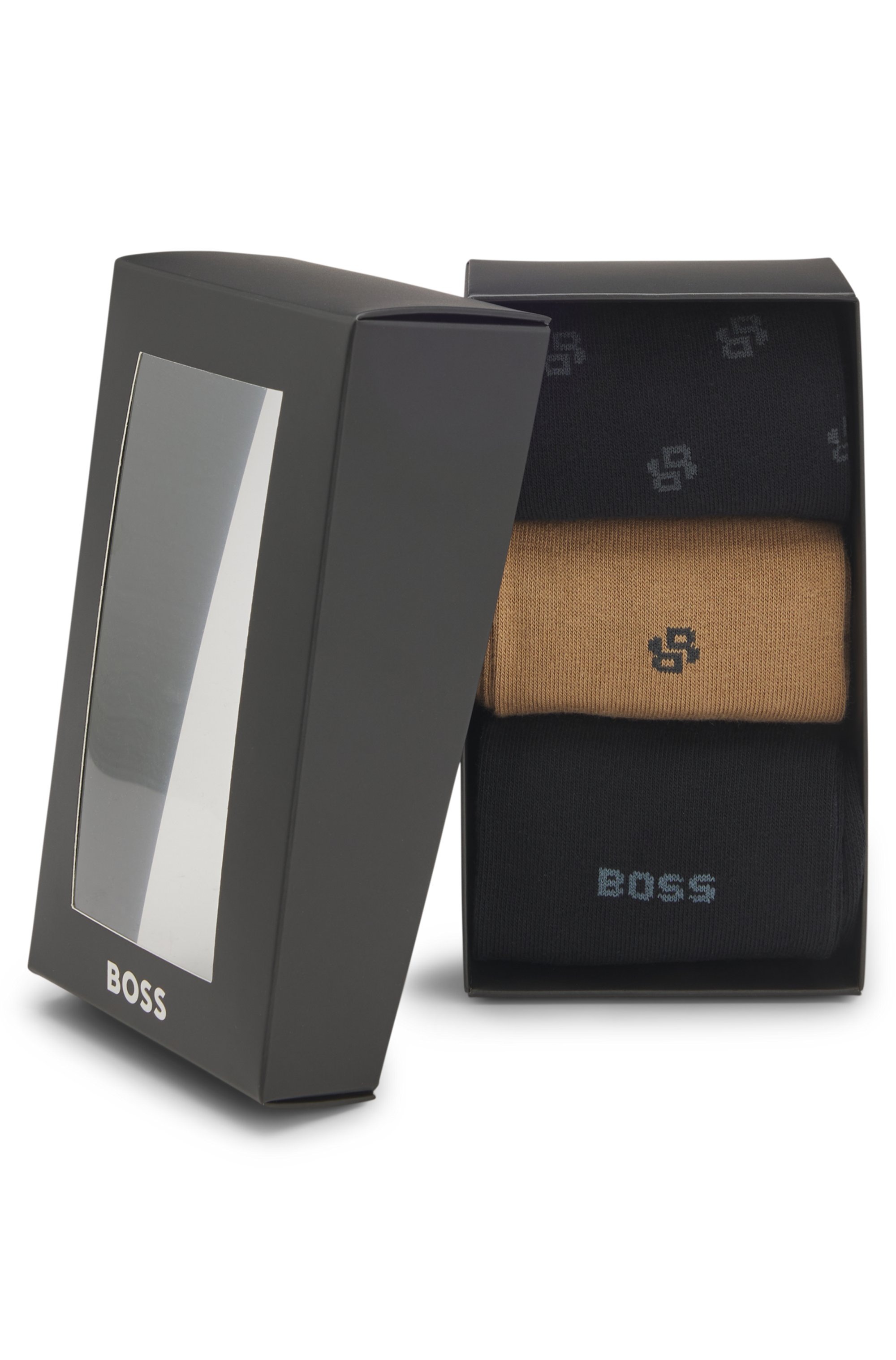 BOSS Businesssocken »3P Gift set CC«, (3 Paar), Logo- und Monogramm-Details